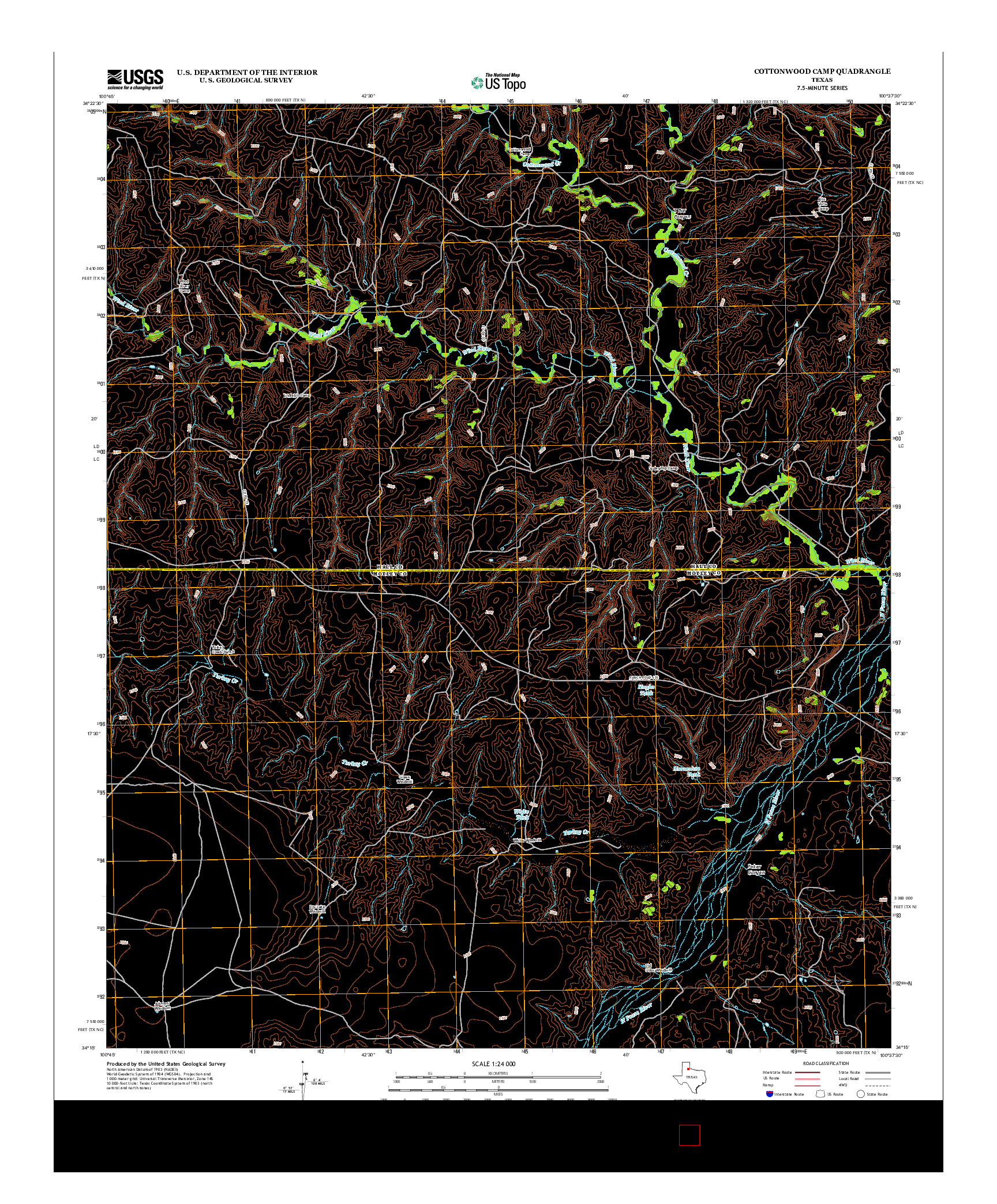 USGS US TOPO 7.5-MINUTE MAP FOR COTTONWOOD CAMP, TX 2013