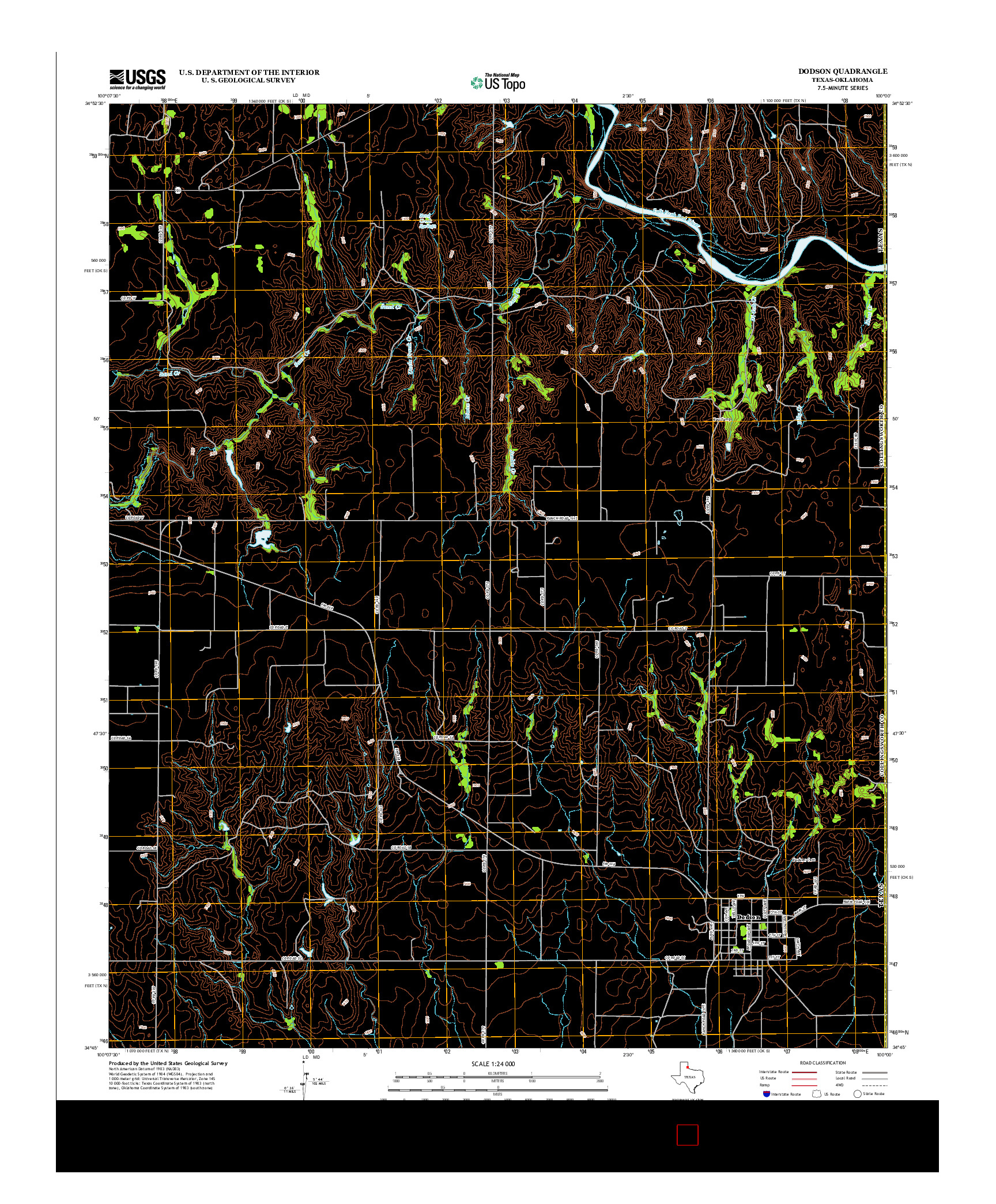 USGS US TOPO 7.5-MINUTE MAP FOR DODSON, TX-OK 2013