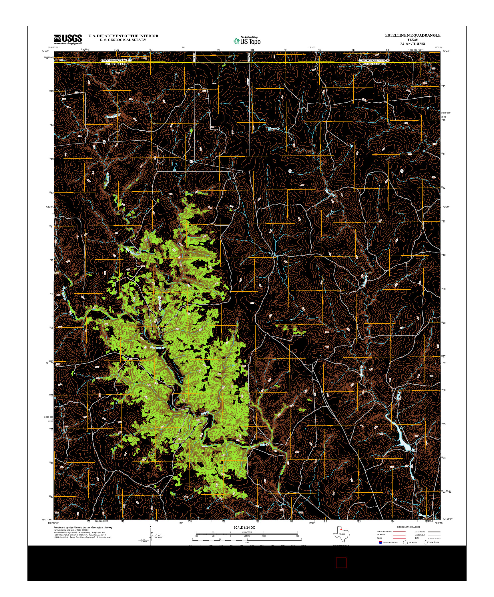 USGS US TOPO 7.5-MINUTE MAP FOR ESTELLINE NE, TX 2013