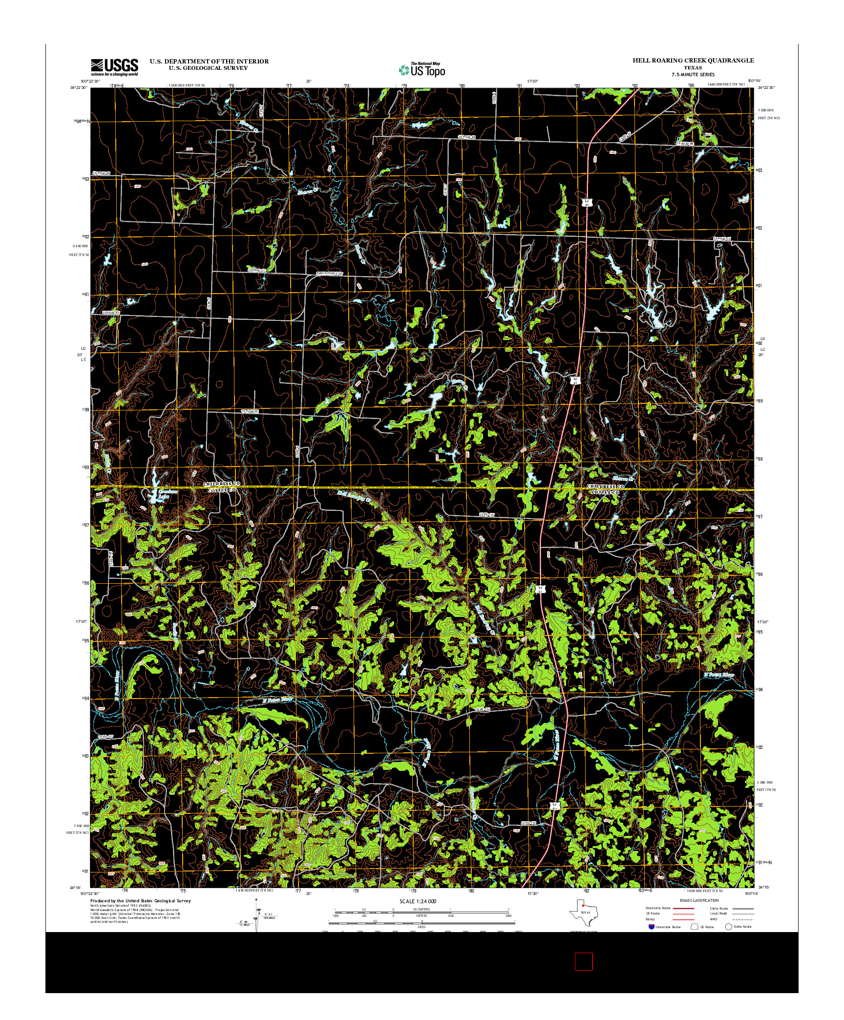 USGS US TOPO 7.5-MINUTE MAP FOR HELL ROARING CREEK, TX 2013