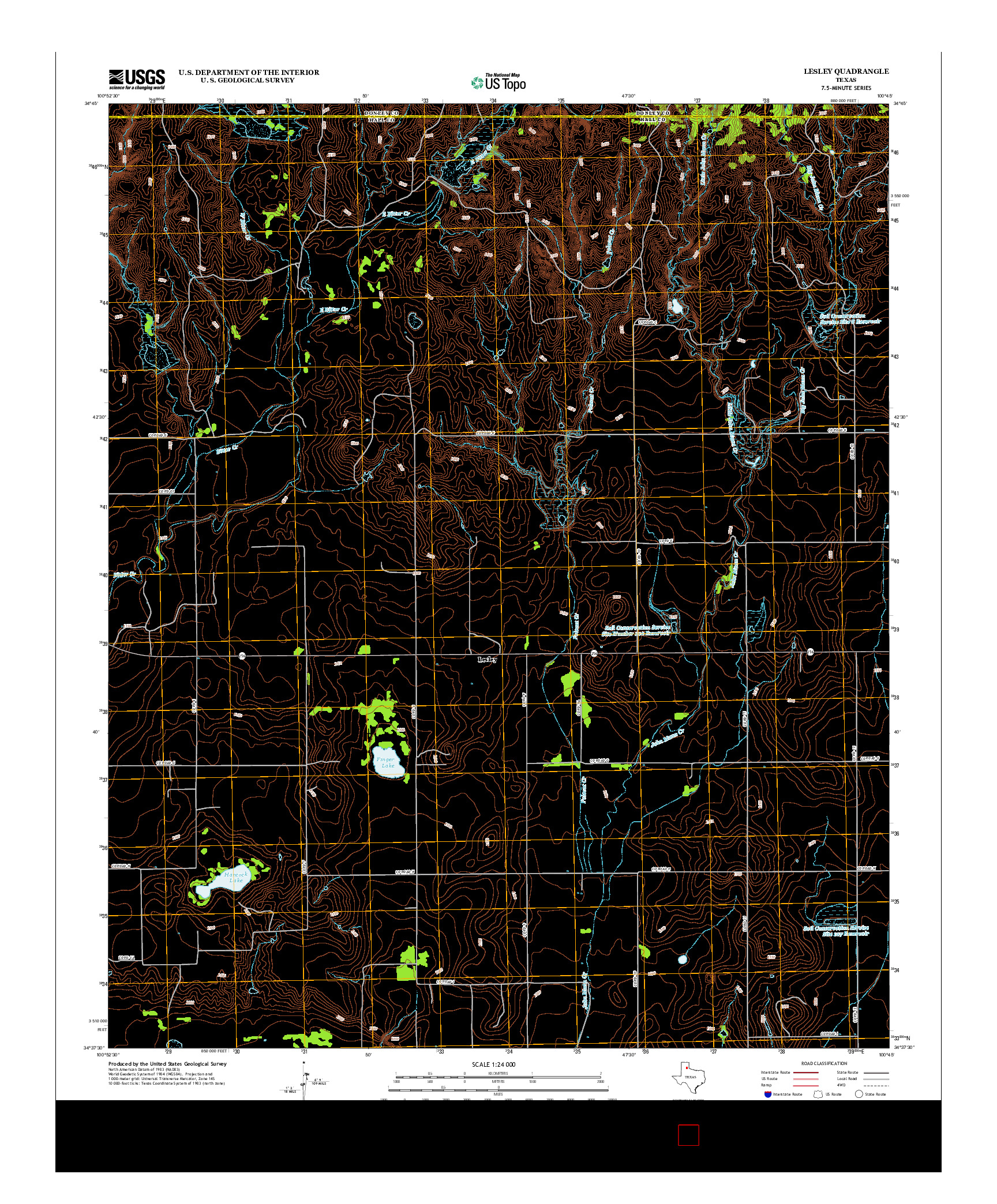 USGS US TOPO 7.5-MINUTE MAP FOR LESLEY, TX 2013