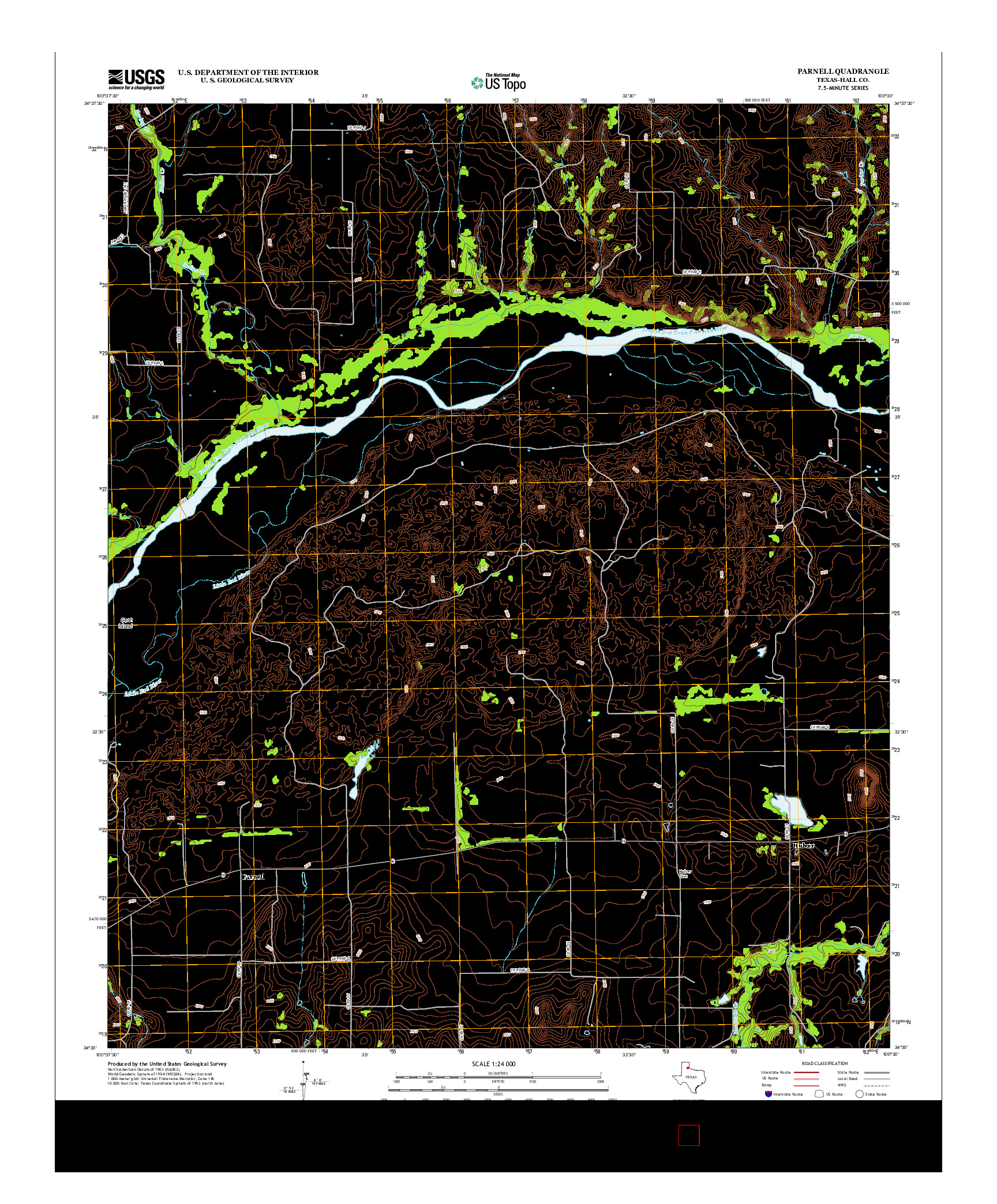 USGS US TOPO 7.5-MINUTE MAP FOR PARNELL, TX 2013