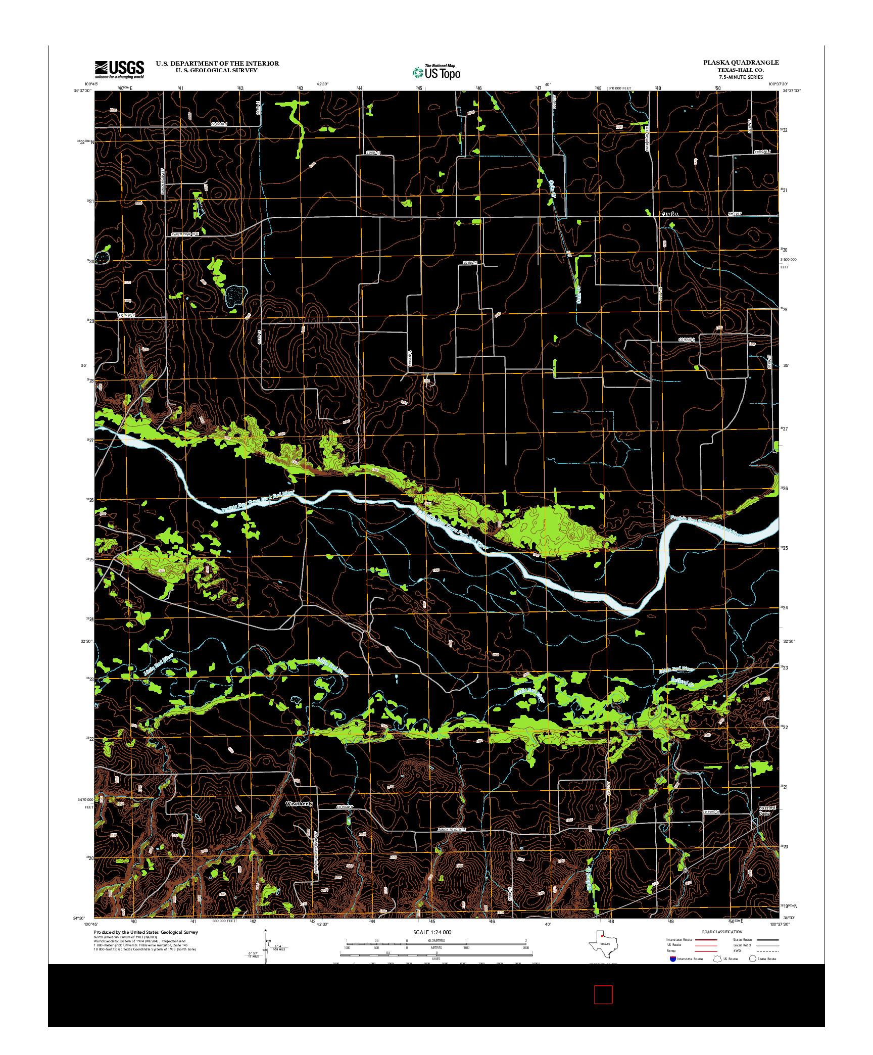 USGS US TOPO 7.5-MINUTE MAP FOR PLASKA, TX 2013