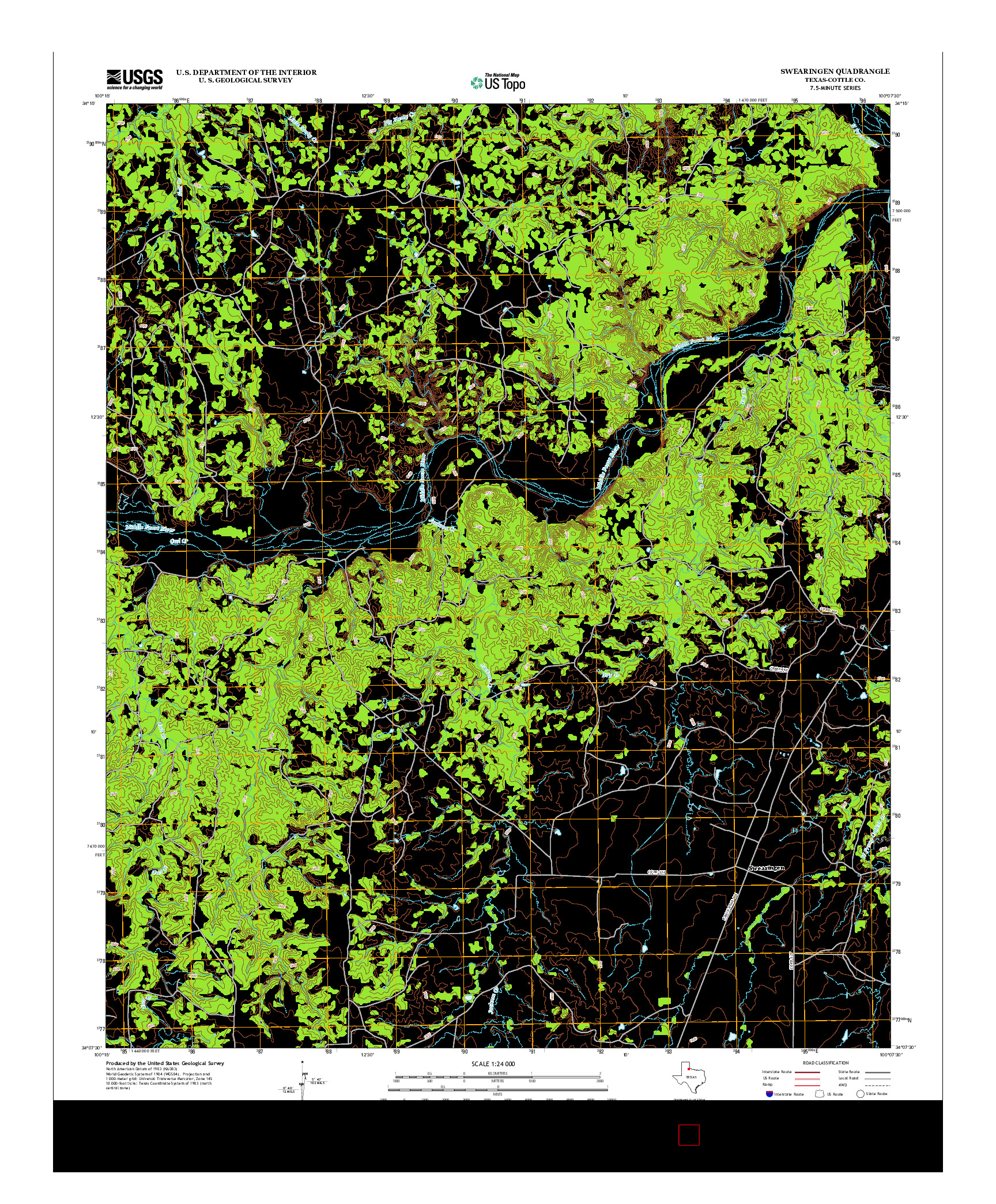 USGS US TOPO 7.5-MINUTE MAP FOR SWEARINGEN, TX 2013