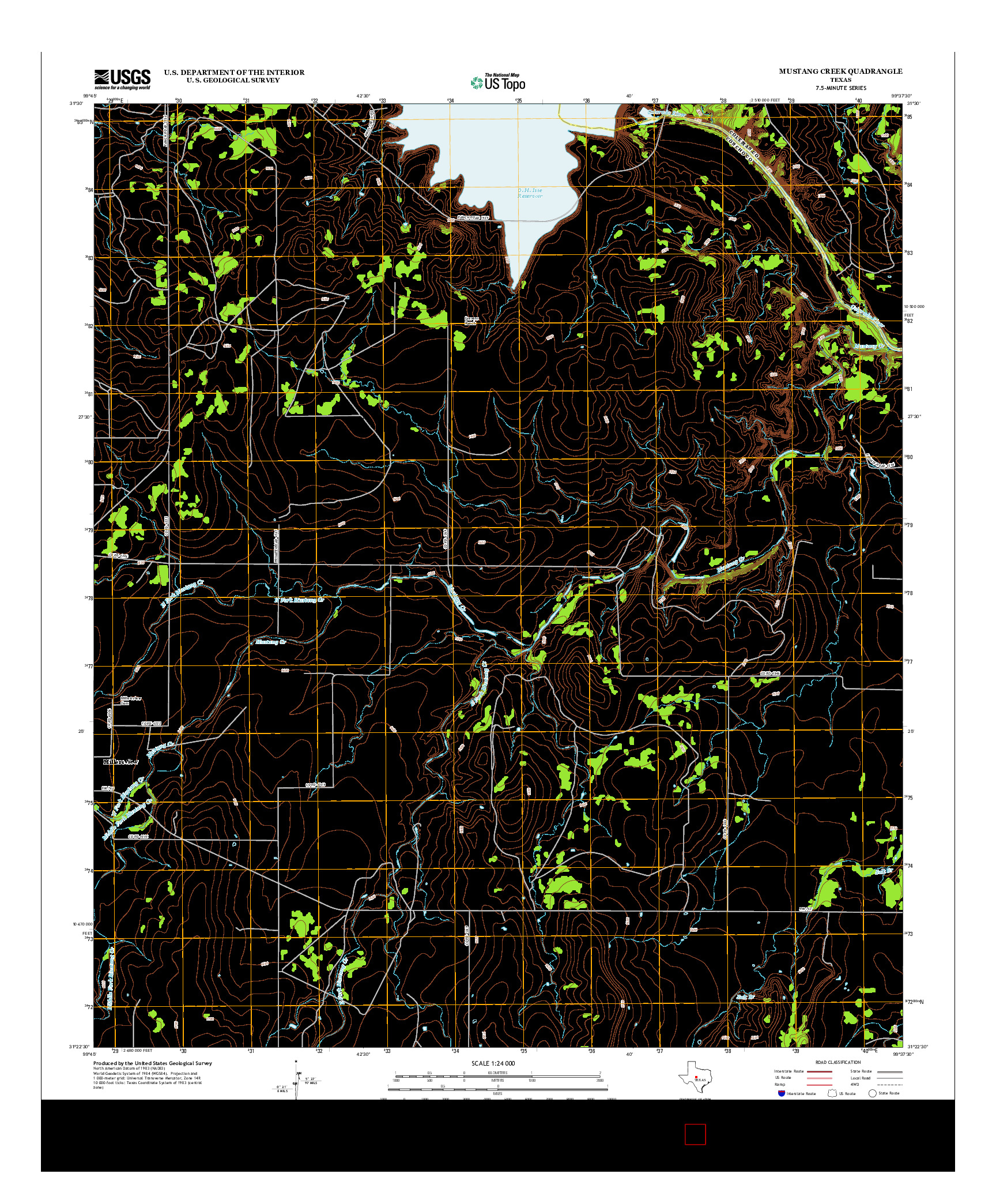 USGS US TOPO 7.5-MINUTE MAP FOR MUSTANG CREEK, TX 2013