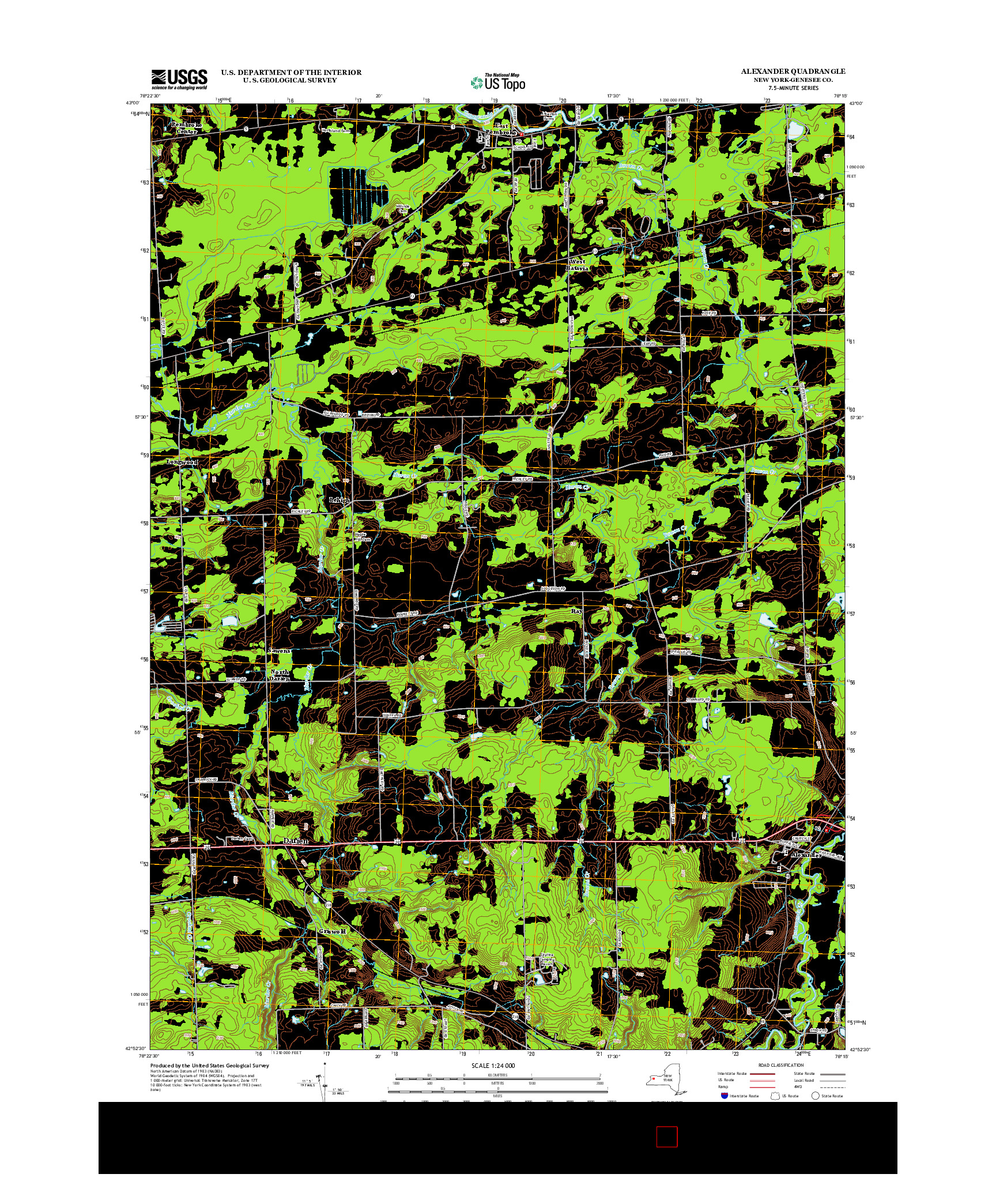 USGS US TOPO 7.5-MINUTE MAP FOR ALEXANDER, NY 2013