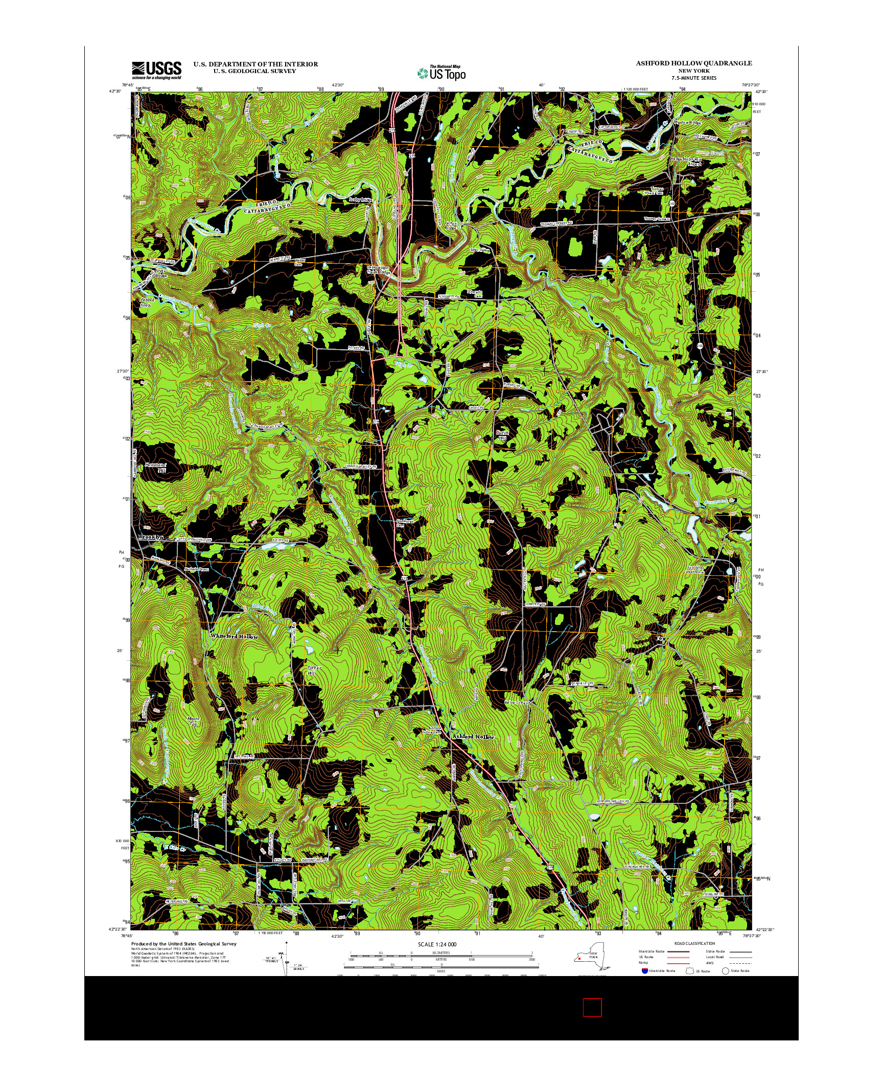 USGS US TOPO 7.5-MINUTE MAP FOR ASHFORD HOLLOW, NY 2013