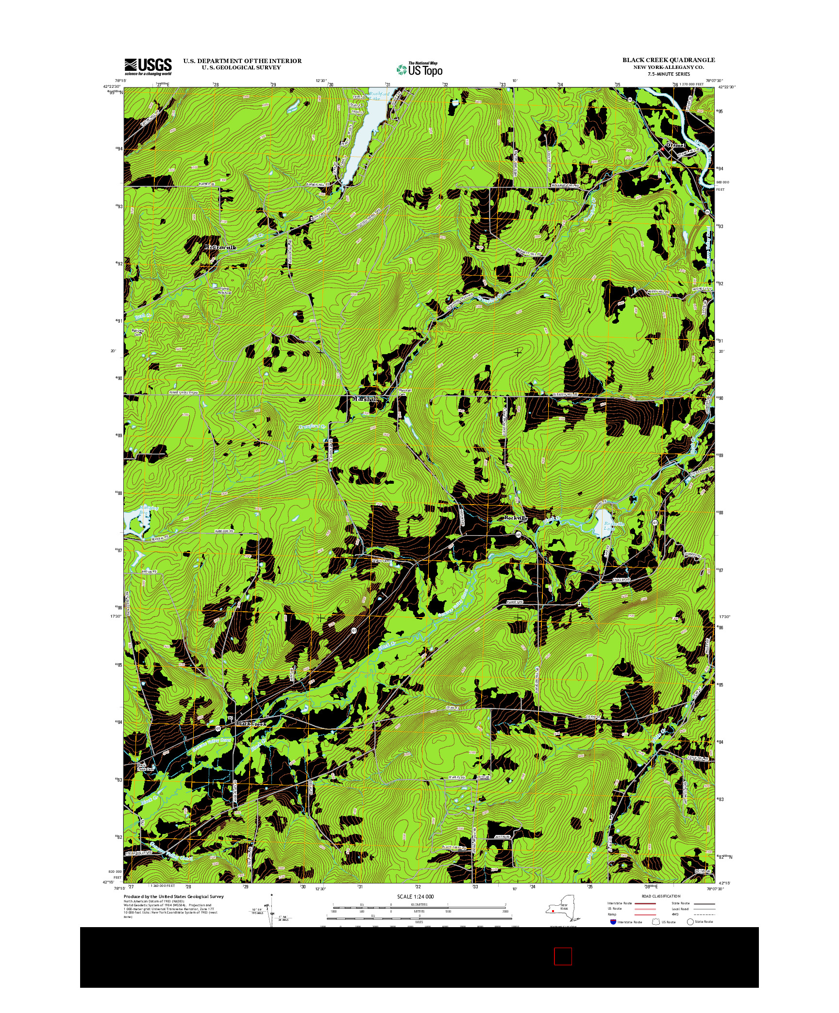 USGS US TOPO 7.5-MINUTE MAP FOR BLACK CREEK, NY 2013