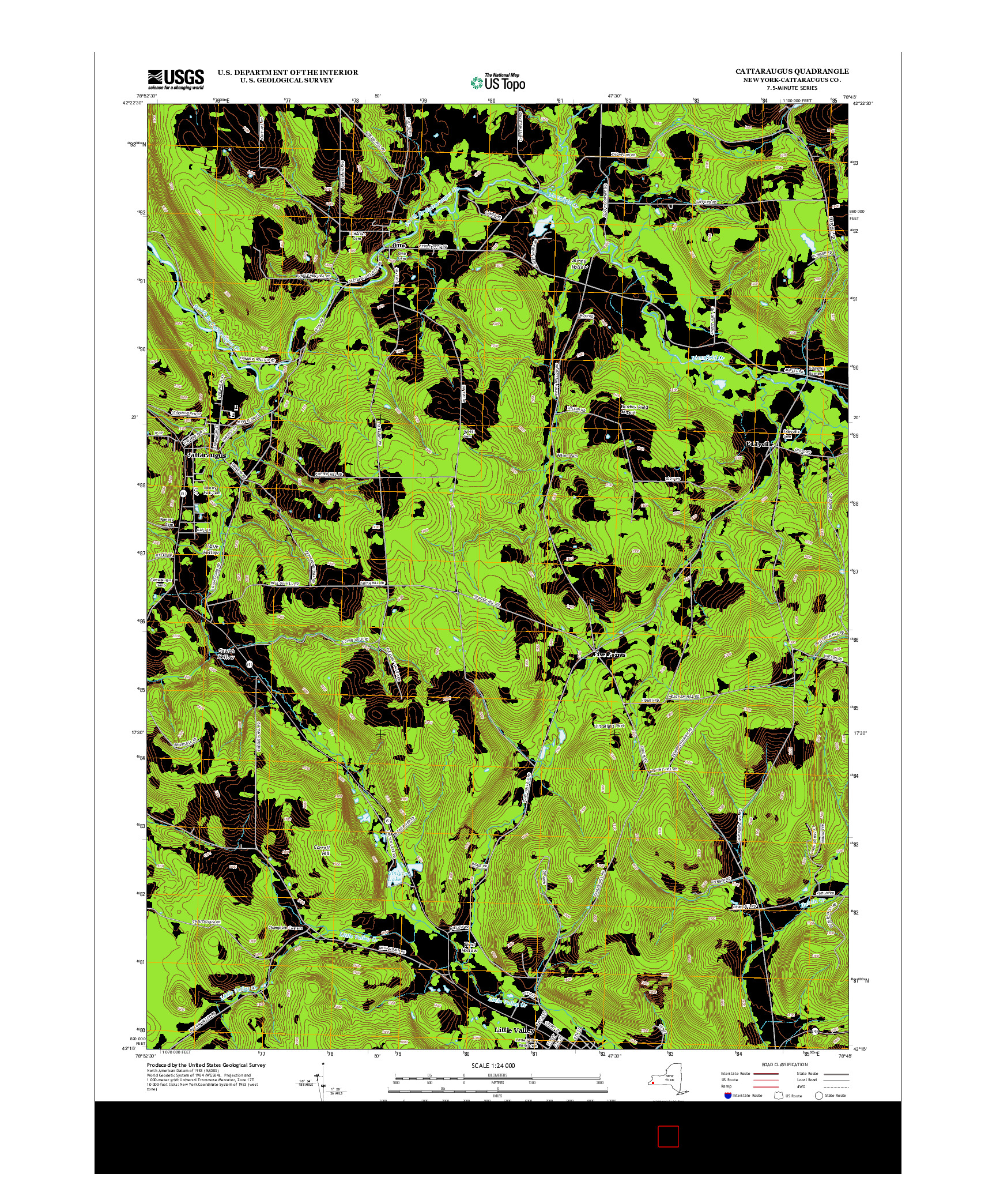 USGS US TOPO 7.5-MINUTE MAP FOR CATTARAUGUS, NY 2013