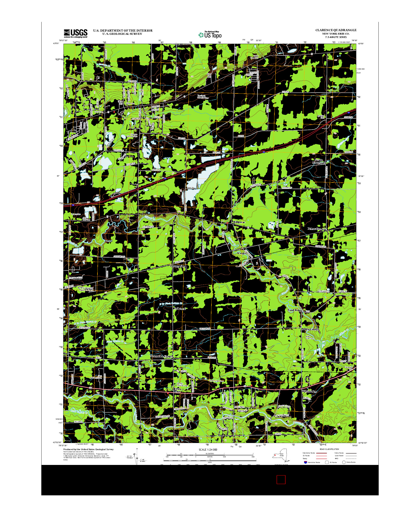 USGS US TOPO 7.5-MINUTE MAP FOR CLARENCE, NY 2013