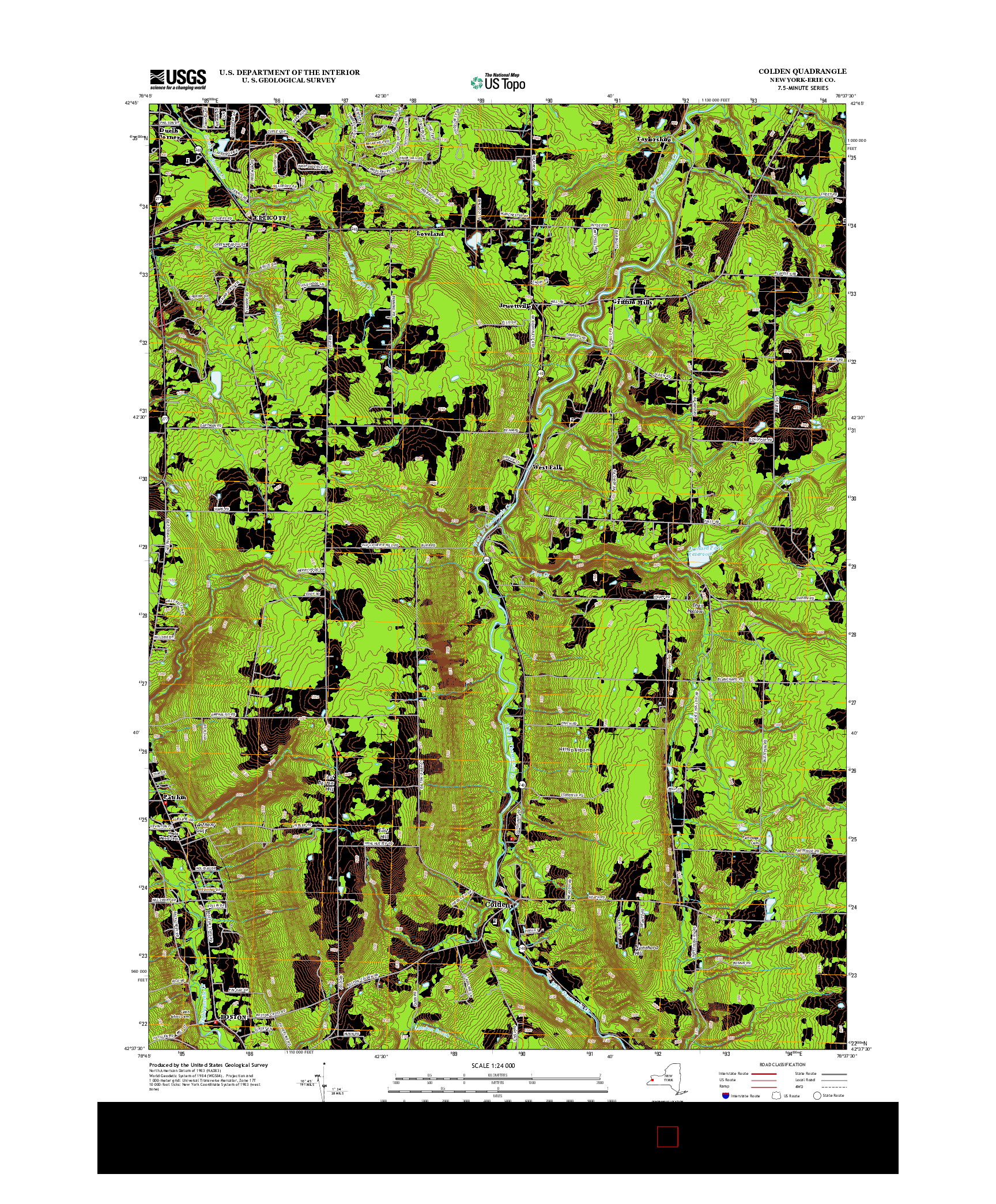 USGS US TOPO 7.5-MINUTE MAP FOR COLDEN, NY 2013