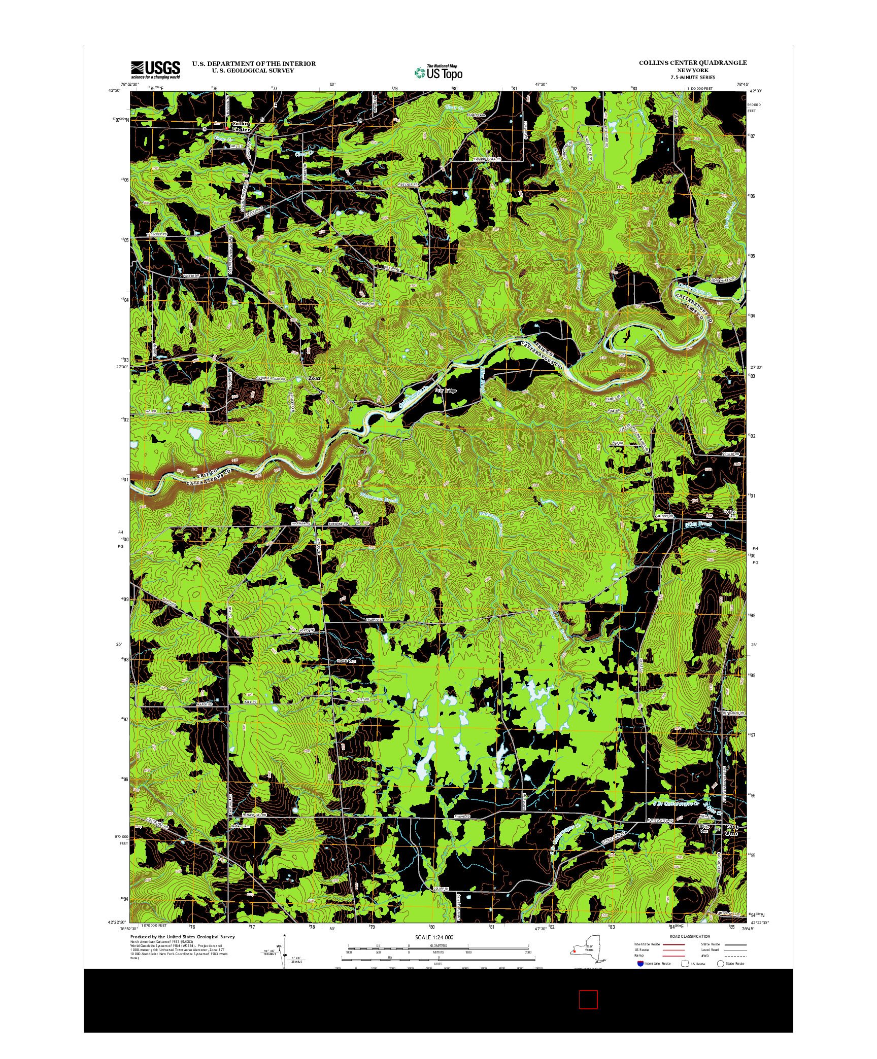 USGS US TOPO 7.5-MINUTE MAP FOR COLLINS CENTER, NY 2013