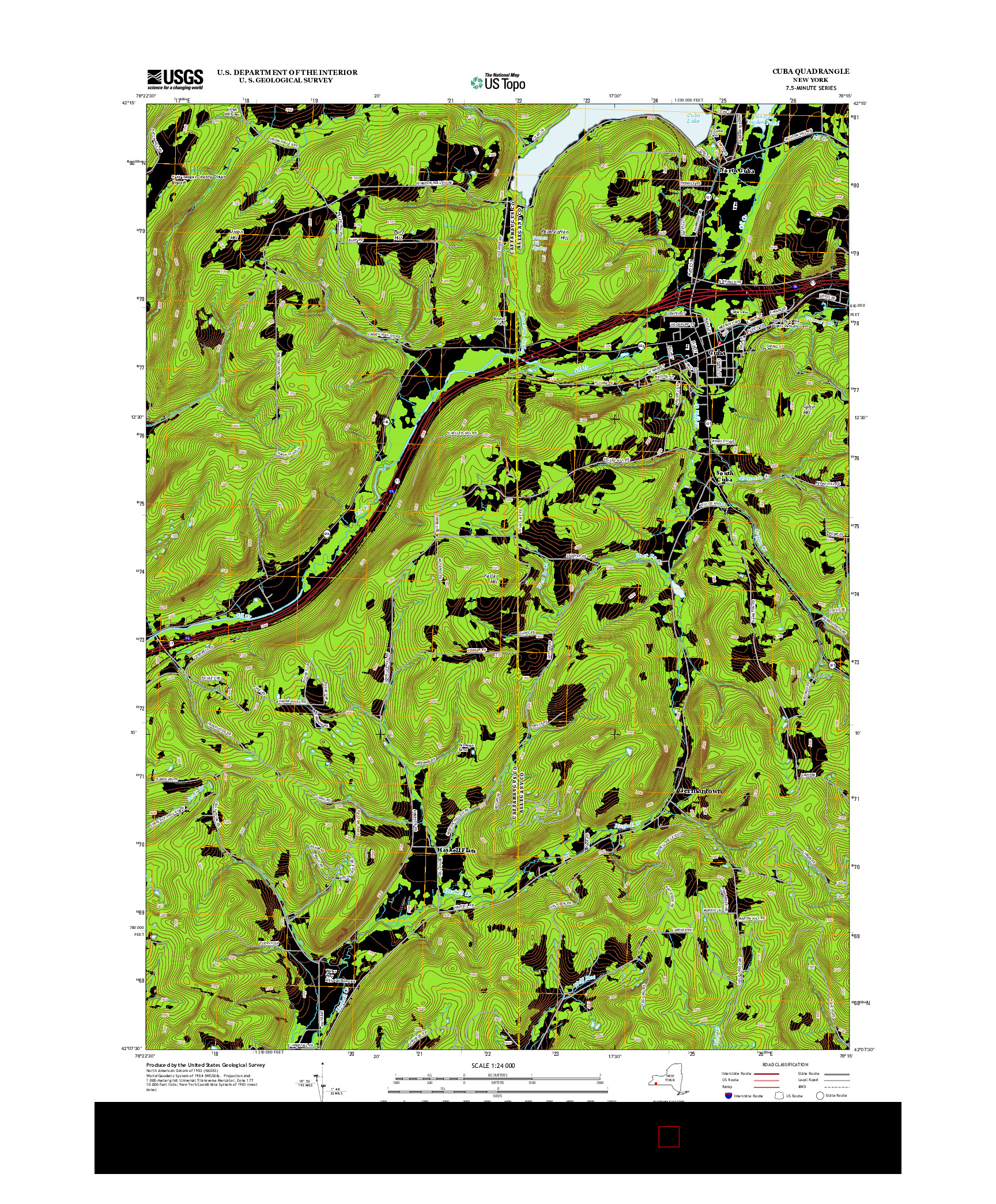 USGS US TOPO 7.5-MINUTE MAP FOR CUBA, NY 2013