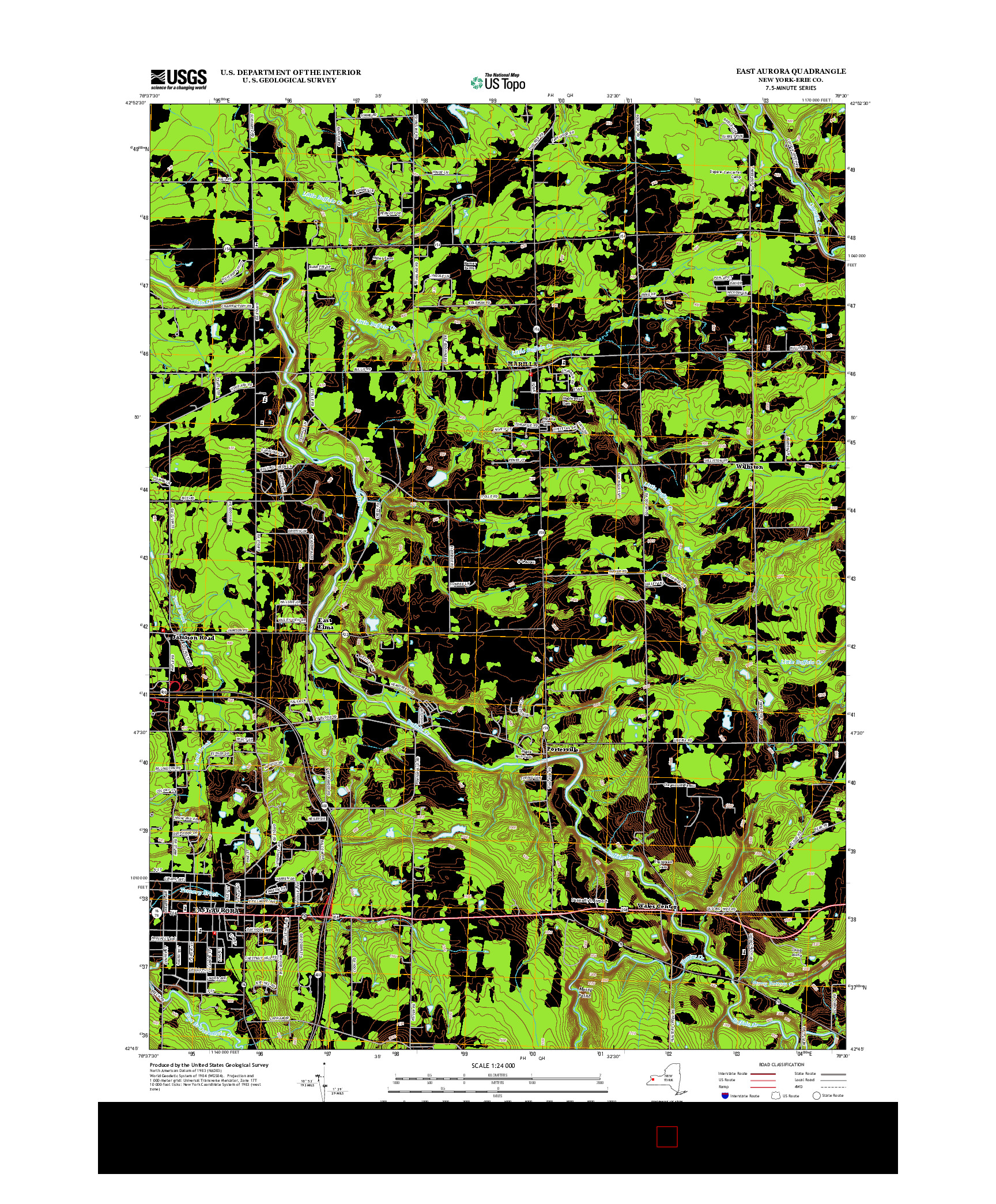 USGS US TOPO 7.5-MINUTE MAP FOR EAST AURORA, NY 2013