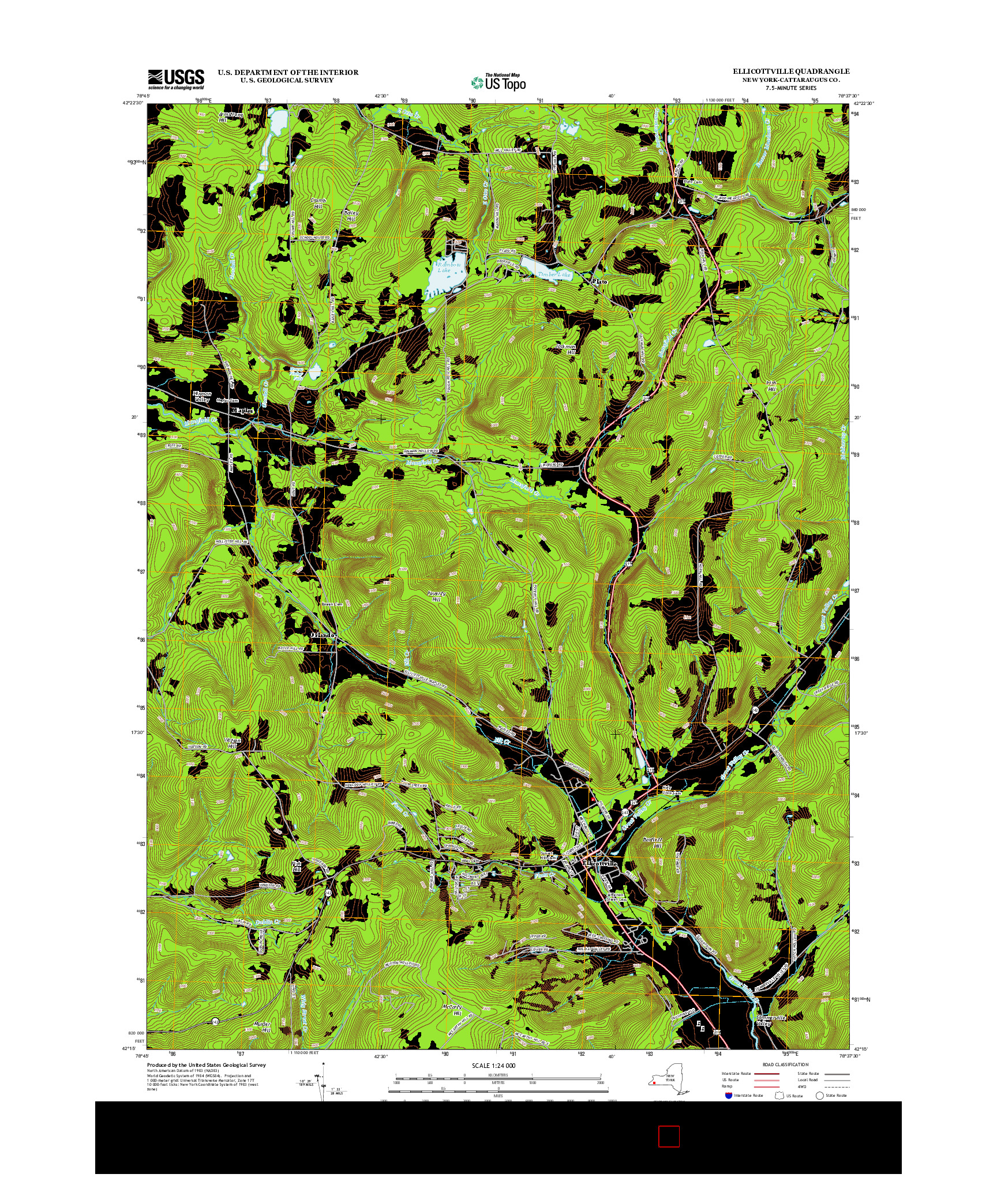 USGS US TOPO 7.5-MINUTE MAP FOR ELLICOTTVILLE, NY 2013