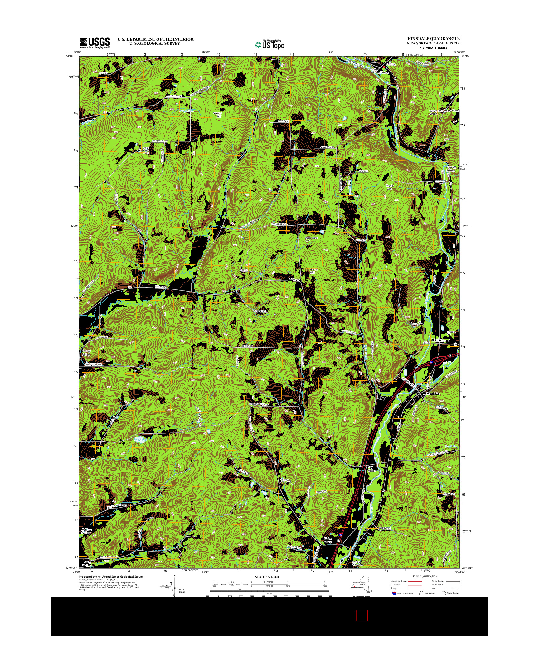 USGS US TOPO 7.5-MINUTE MAP FOR HINSDALE, NY 2013