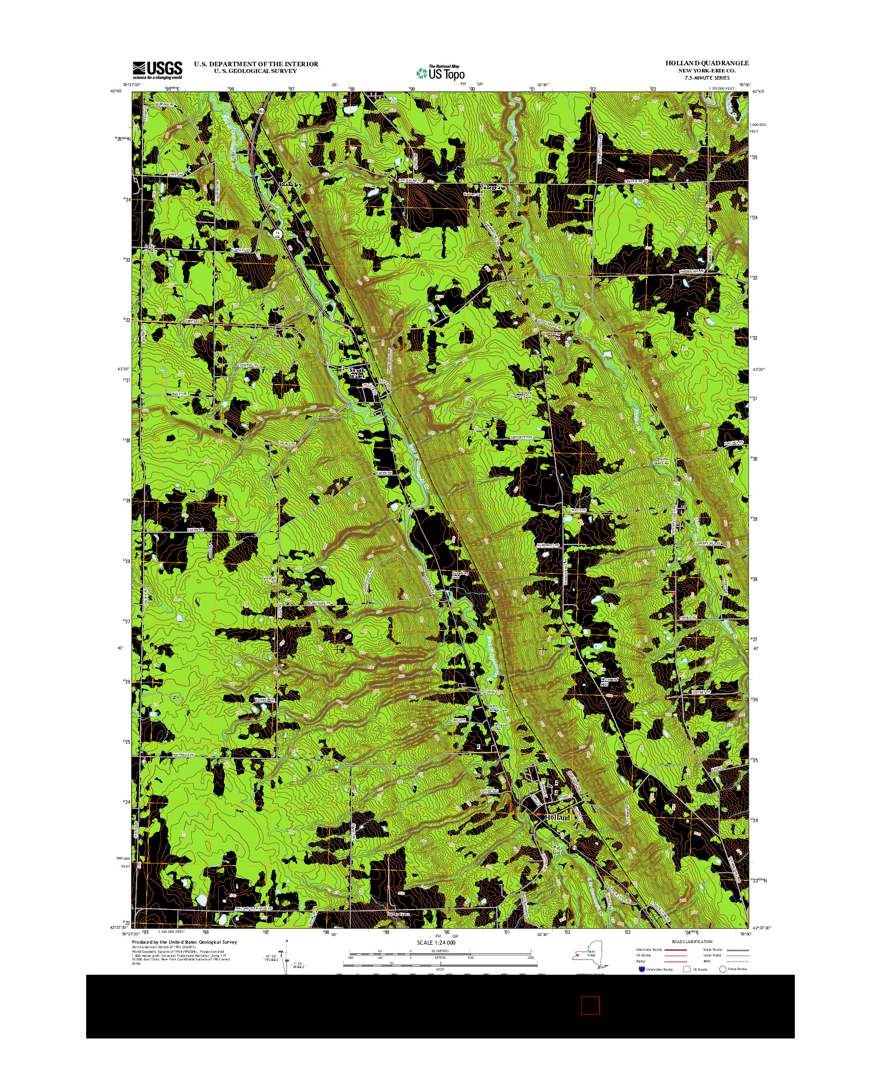 USGS US TOPO 7.5-MINUTE MAP FOR HOLLAND, NY 2013