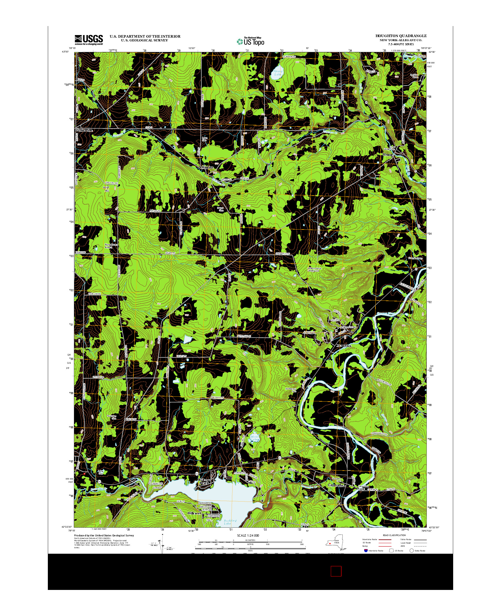 USGS US TOPO 7.5-MINUTE MAP FOR HOUGHTON, NY 2013