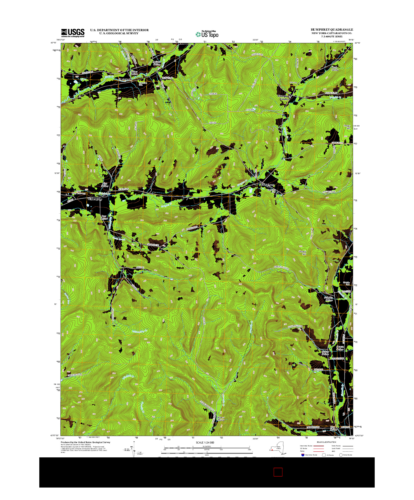 USGS US TOPO 7.5-MINUTE MAP FOR HUMPHREY, NY 2013