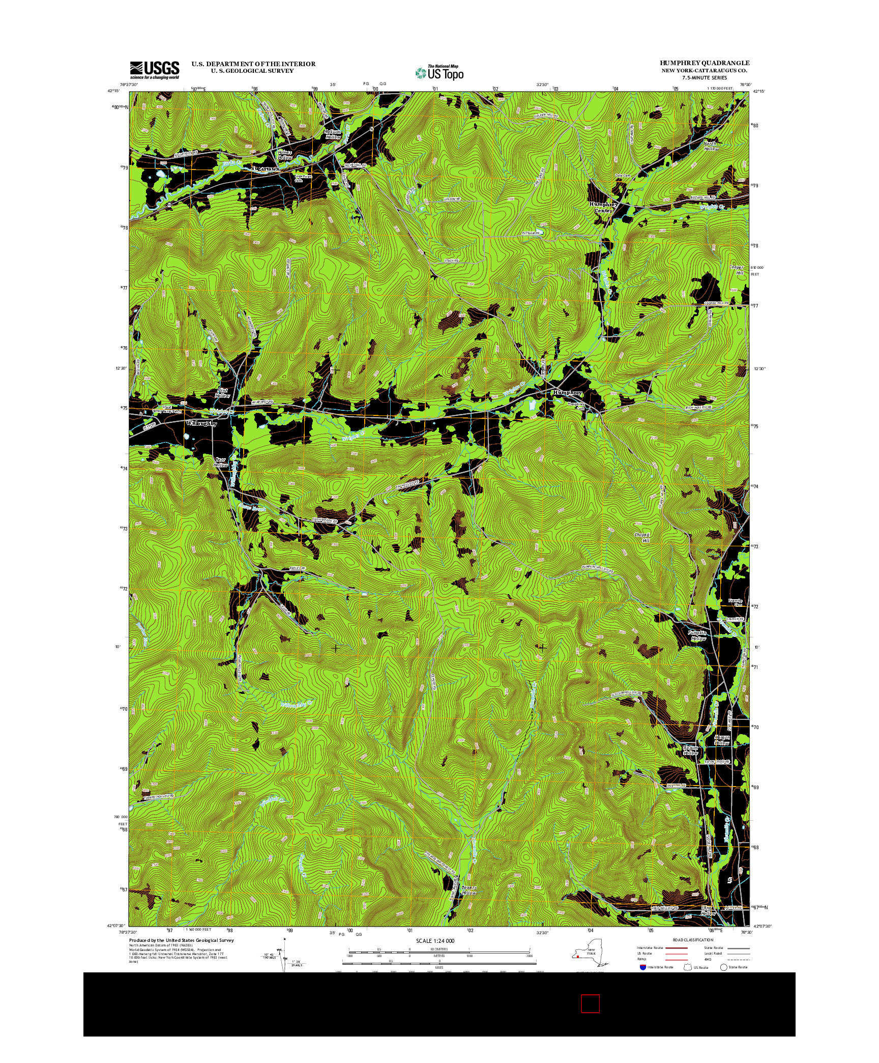 USGS US TOPO 7.5-MINUTE MAP FOR HUMPHREY, NY 2013