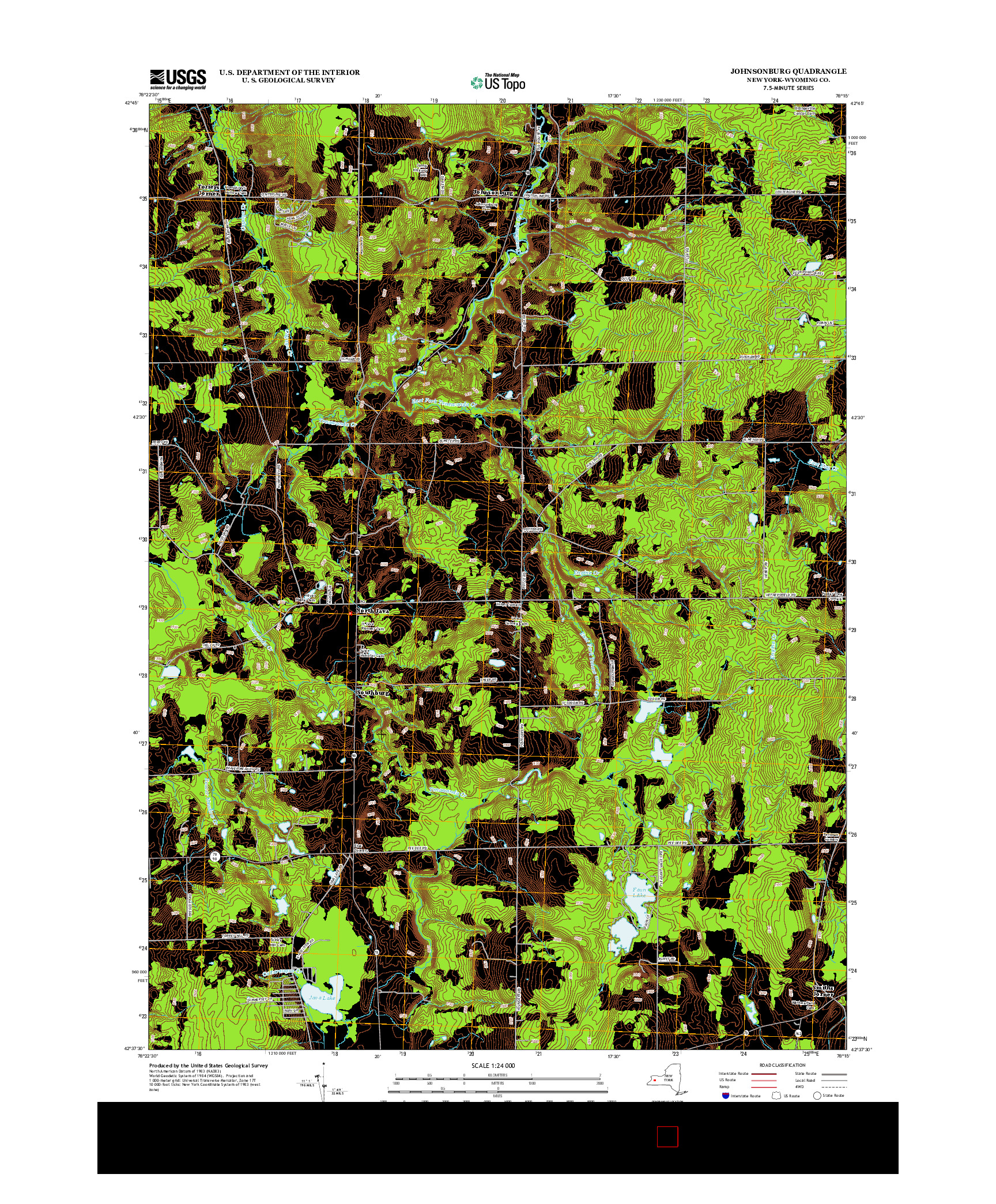 USGS US TOPO 7.5-MINUTE MAP FOR JOHNSONBURG, NY 2013