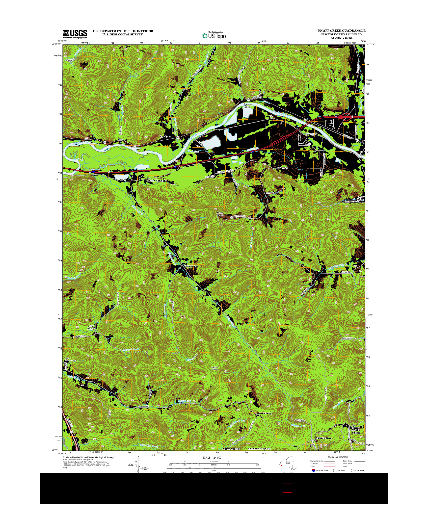 USGS US TOPO 7.5-MINUTE MAP FOR KNAPP CREEK, NY 2013