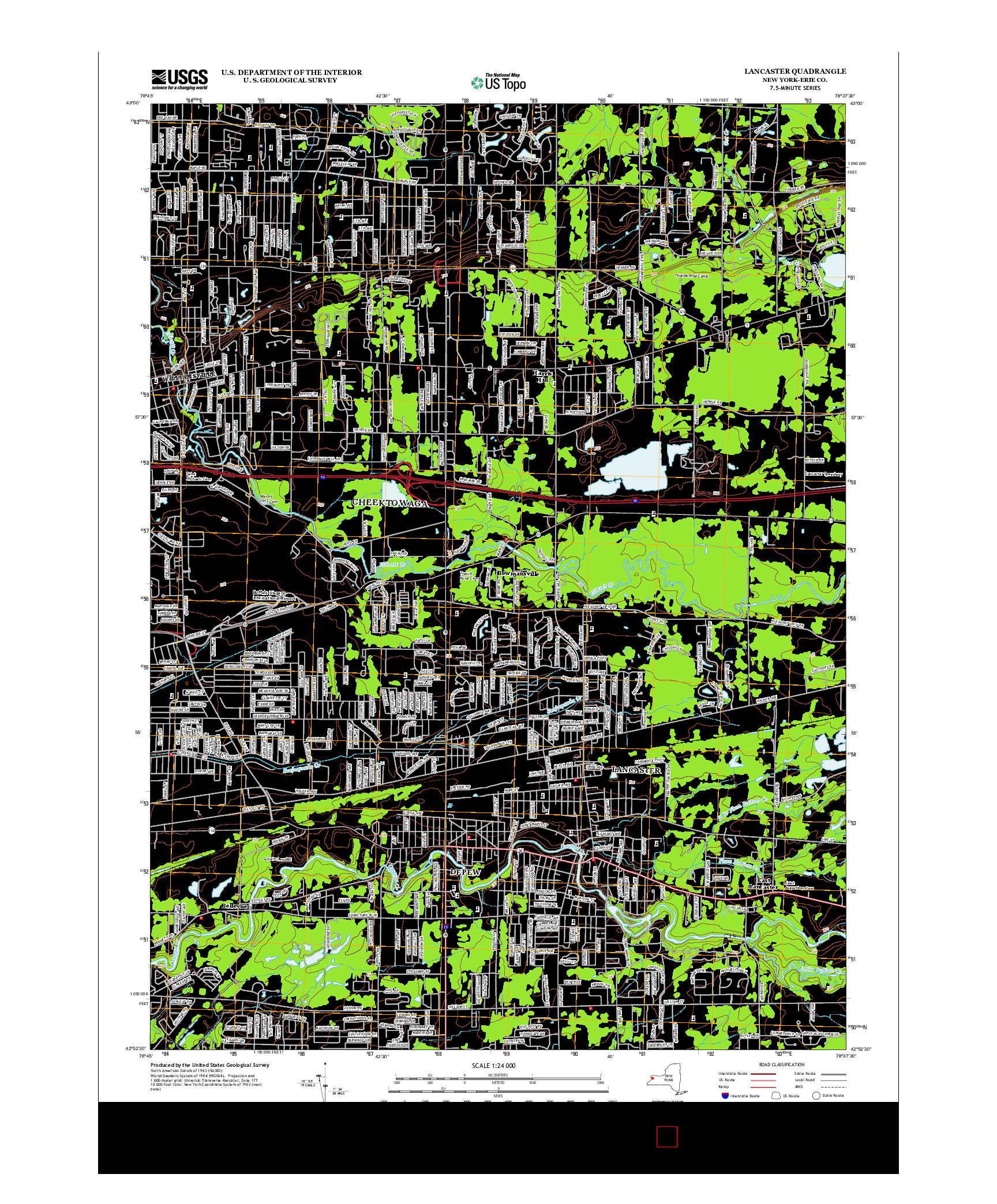 USGS US TOPO 7.5-MINUTE MAP FOR LANCASTER, NY 2013