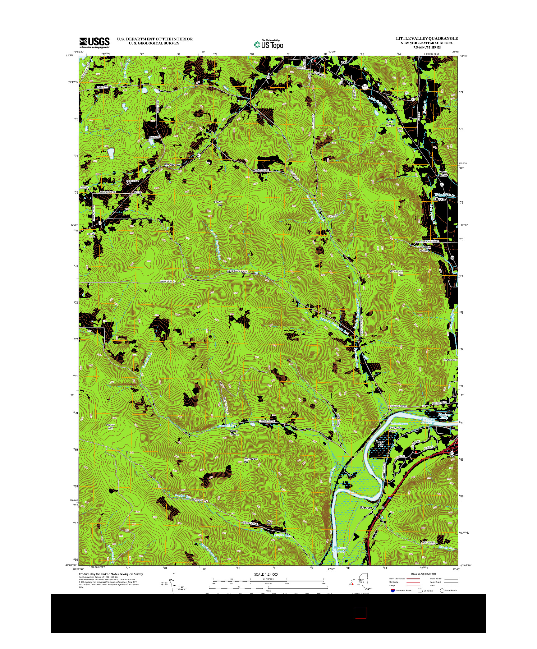 USGS US TOPO 7.5-MINUTE MAP FOR LITTLE VALLEY, NY 2013