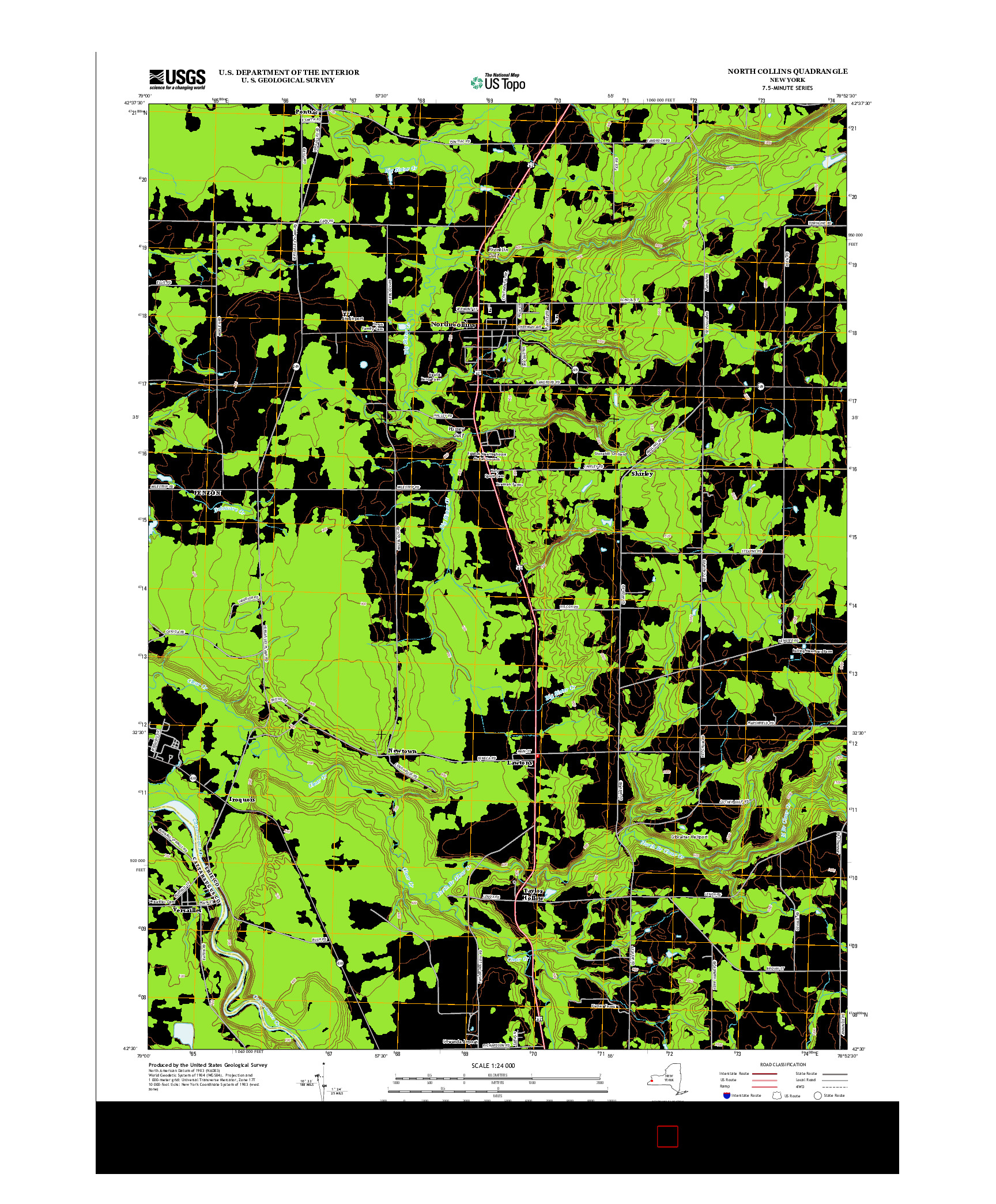 USGS US TOPO 7.5-MINUTE MAP FOR NORTH COLLINS, NY 2013
