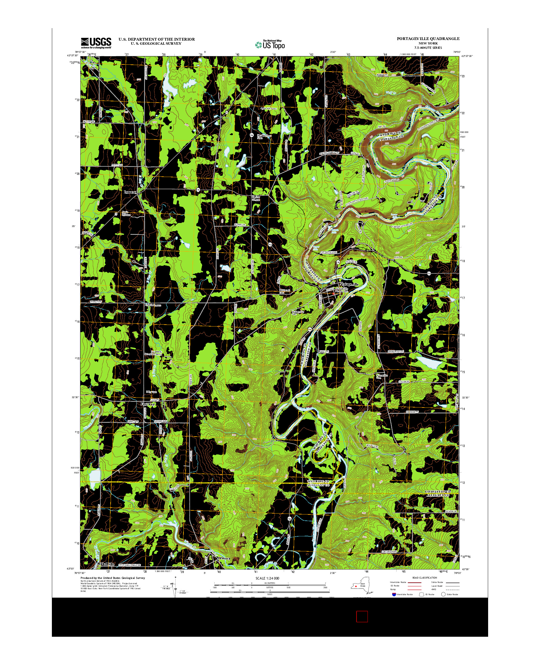 USGS US TOPO 7.5-MINUTE MAP FOR PORTAGEVILLE, NY 2013
