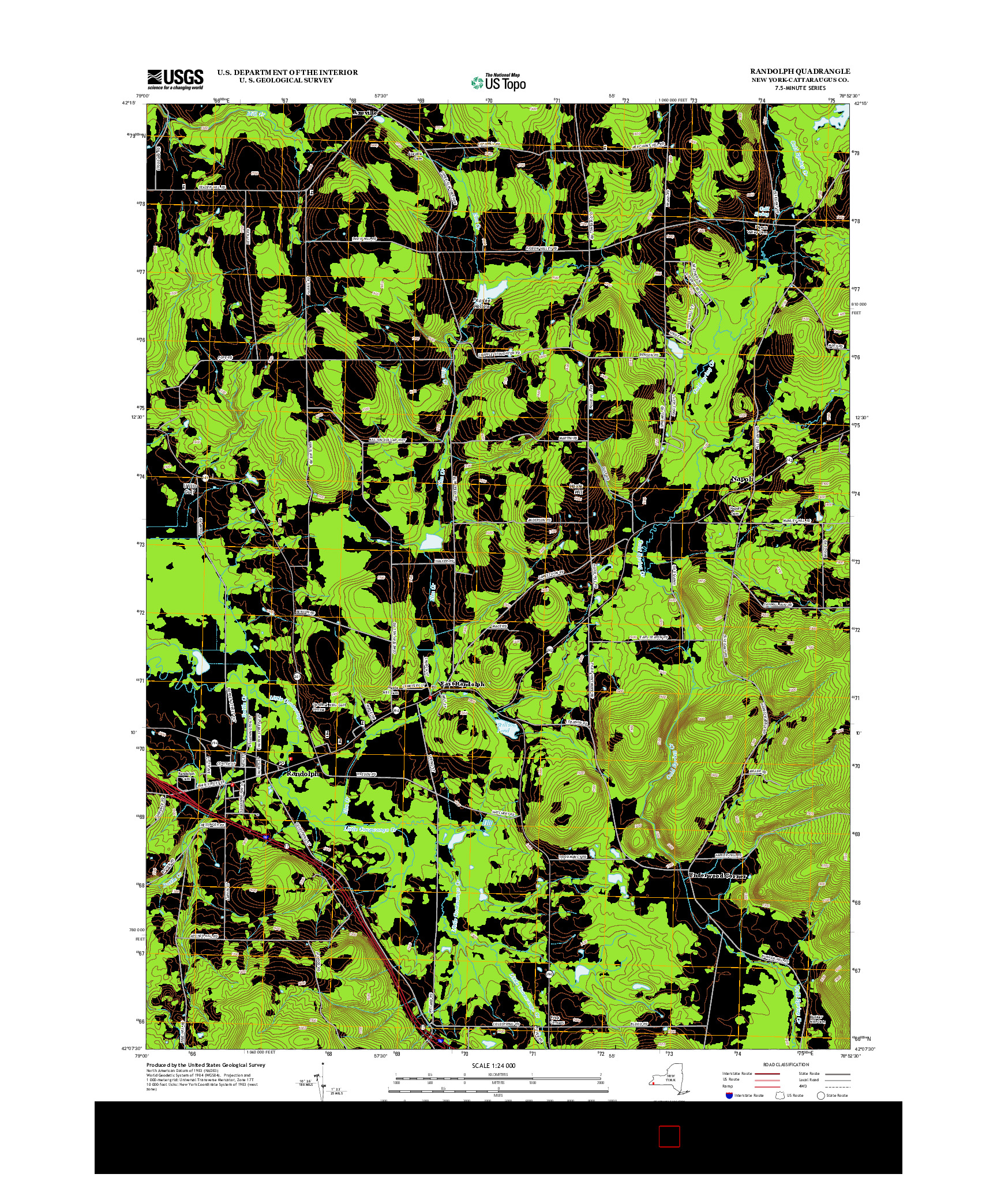 USGS US TOPO 7.5-MINUTE MAP FOR RANDOLPH, NY 2013