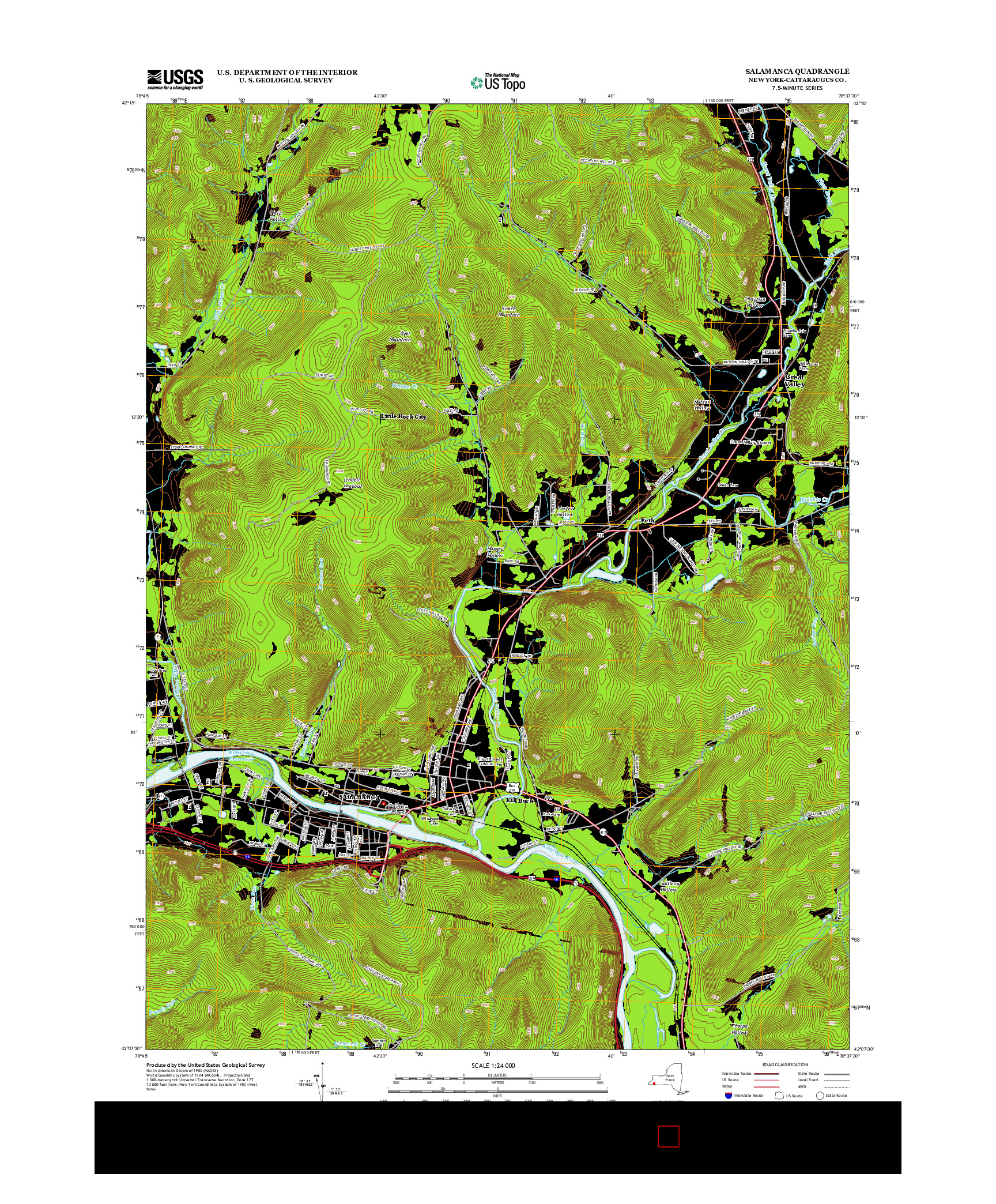 USGS US TOPO 7.5-MINUTE MAP FOR SALAMANCA, NY 2013