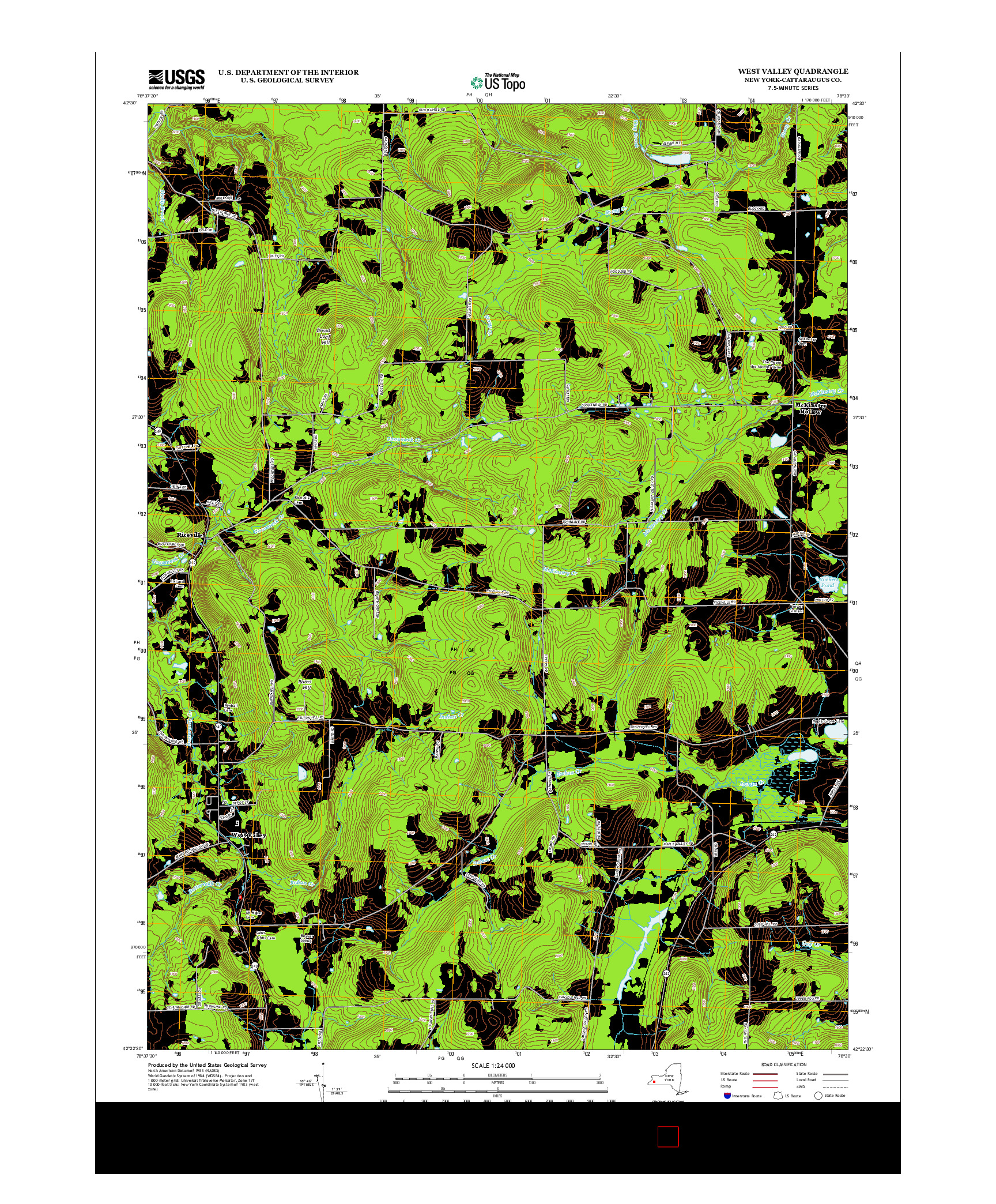 USGS US TOPO 7.5-MINUTE MAP FOR WEST VALLEY, NY 2013