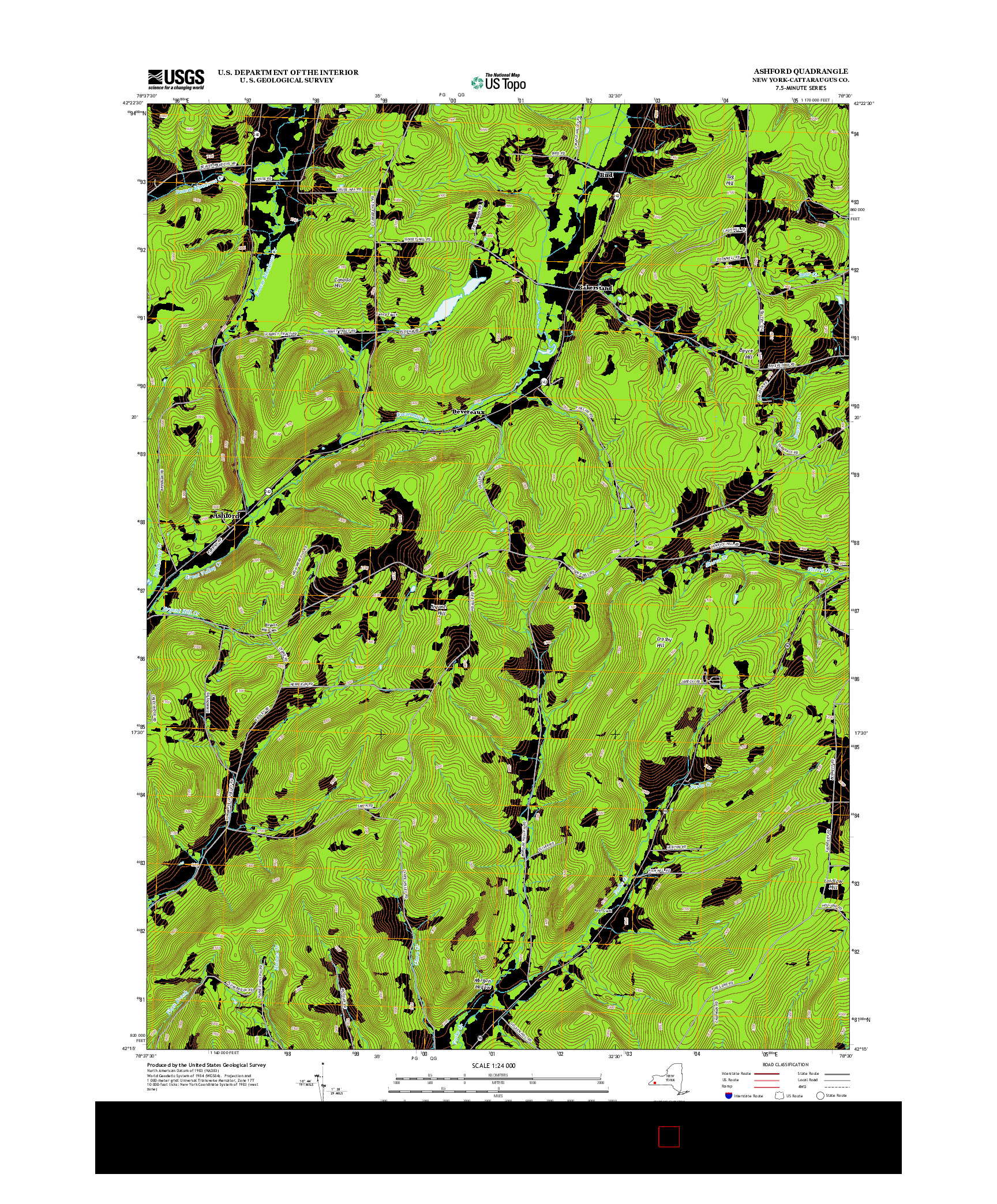 USGS US TOPO 7.5-MINUTE MAP FOR ASHFORD, NY 2013