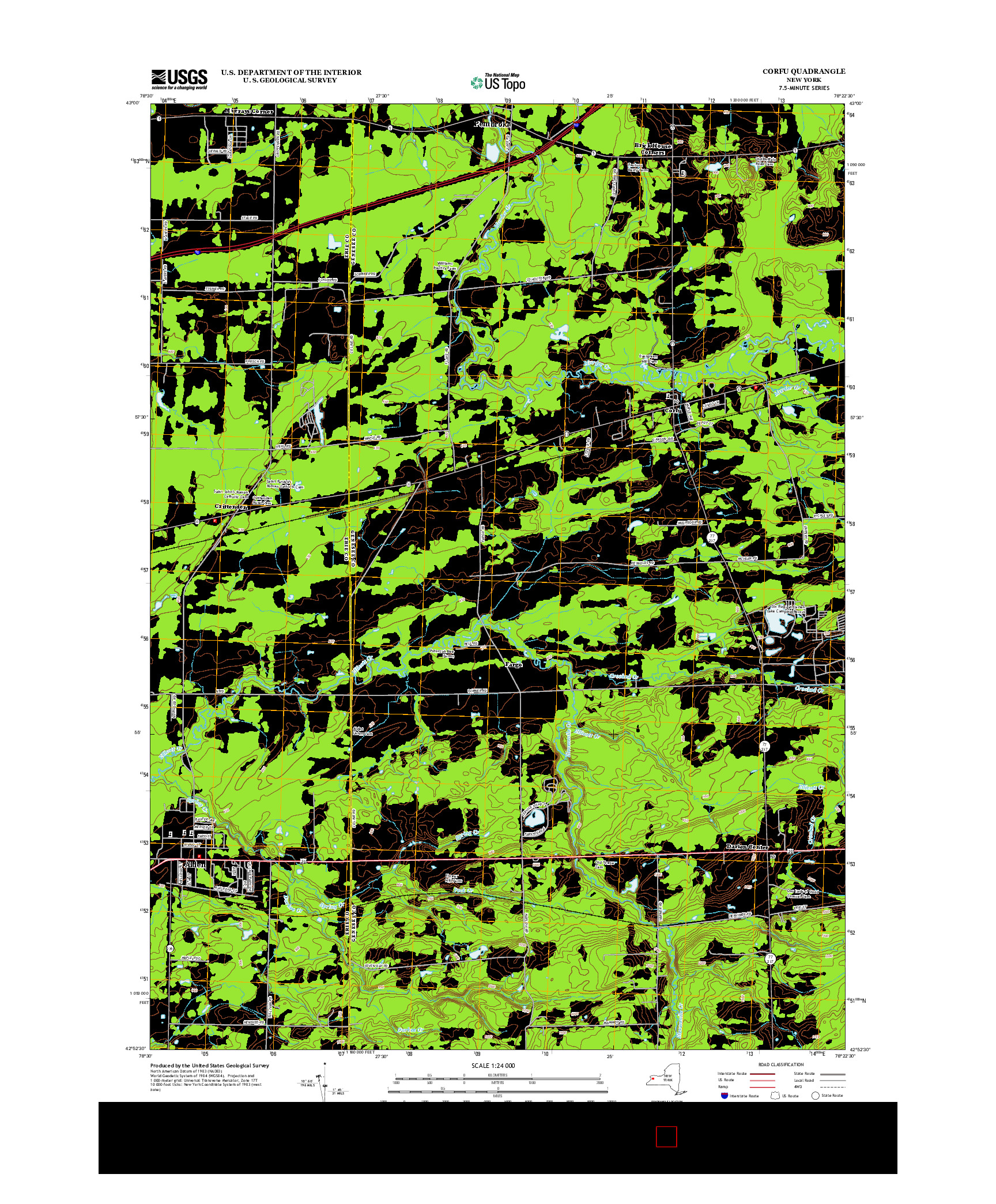 USGS US TOPO 7.5-MINUTE MAP FOR CORFU, NY 2013