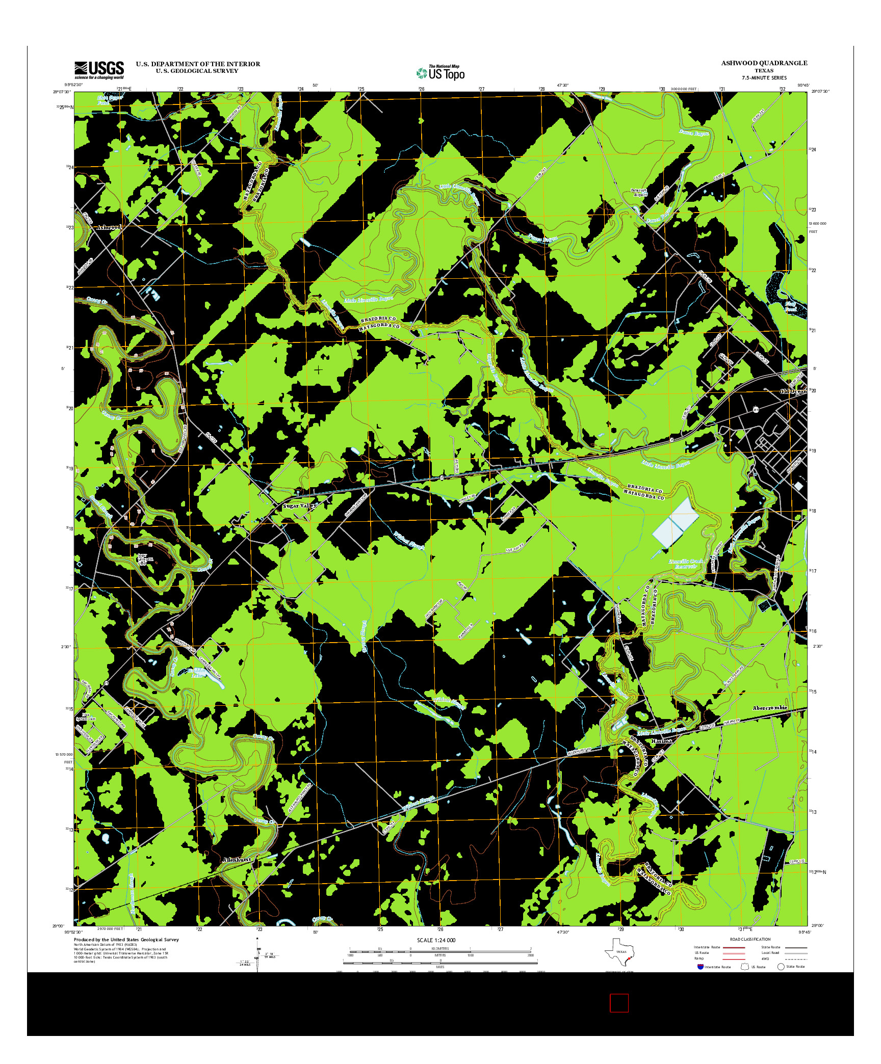 USGS US TOPO 7.5-MINUTE MAP FOR ASHWOOD, TX 2013