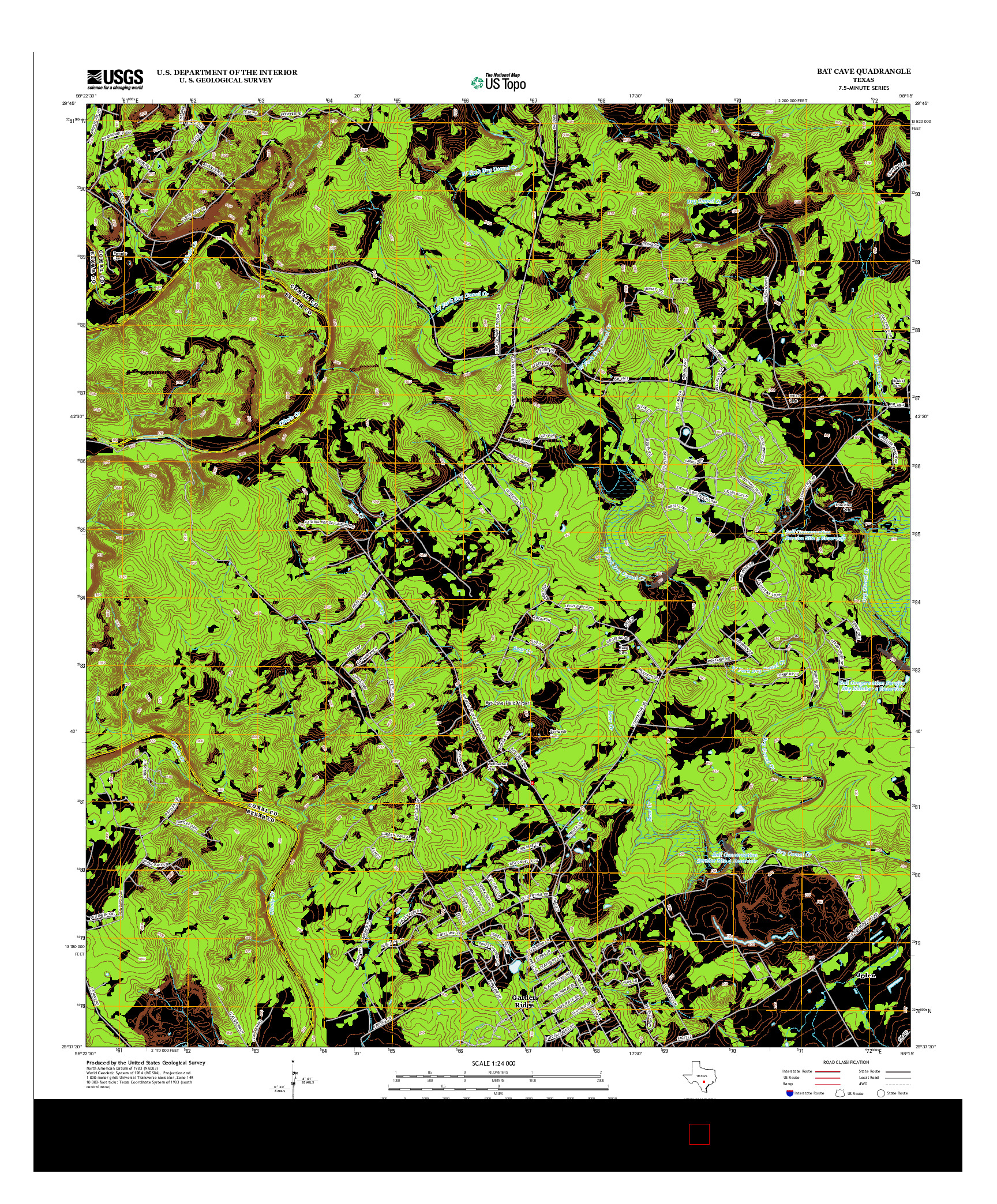 USGS US TOPO 7.5-MINUTE MAP FOR BAT CAVE, TX 2013