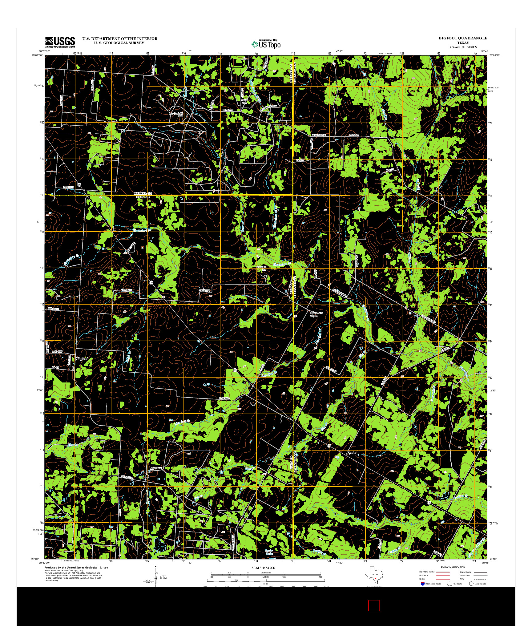 USGS US TOPO 7.5-MINUTE MAP FOR BIGFOOT, TX 2013