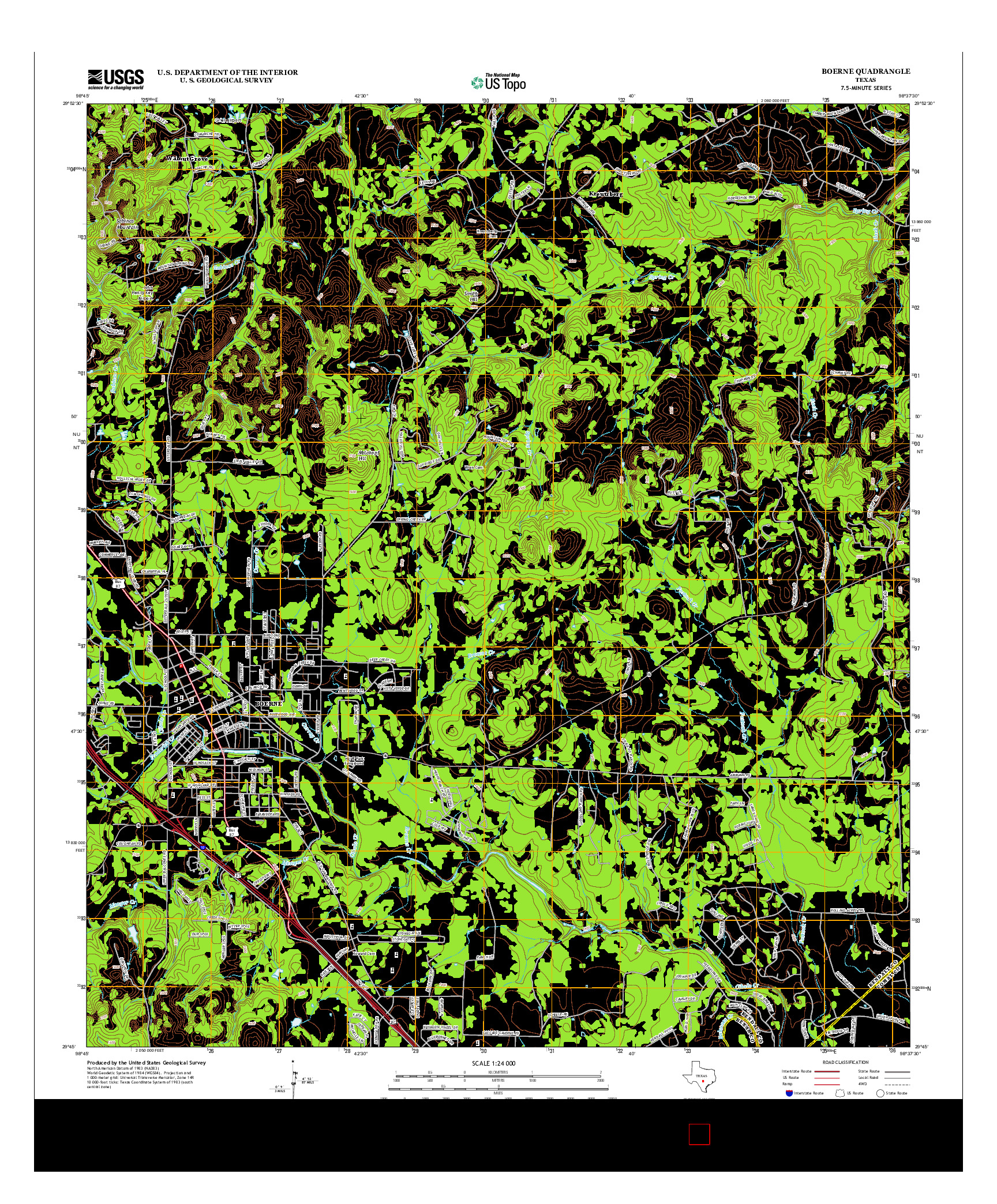 USGS US TOPO 7.5-MINUTE MAP FOR BOERNE, TX 2013