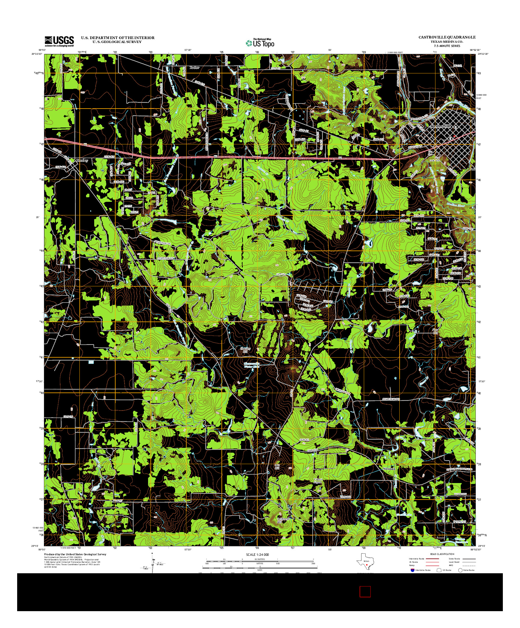 USGS US TOPO 7.5-MINUTE MAP FOR CASTROVILLE, TX 2013