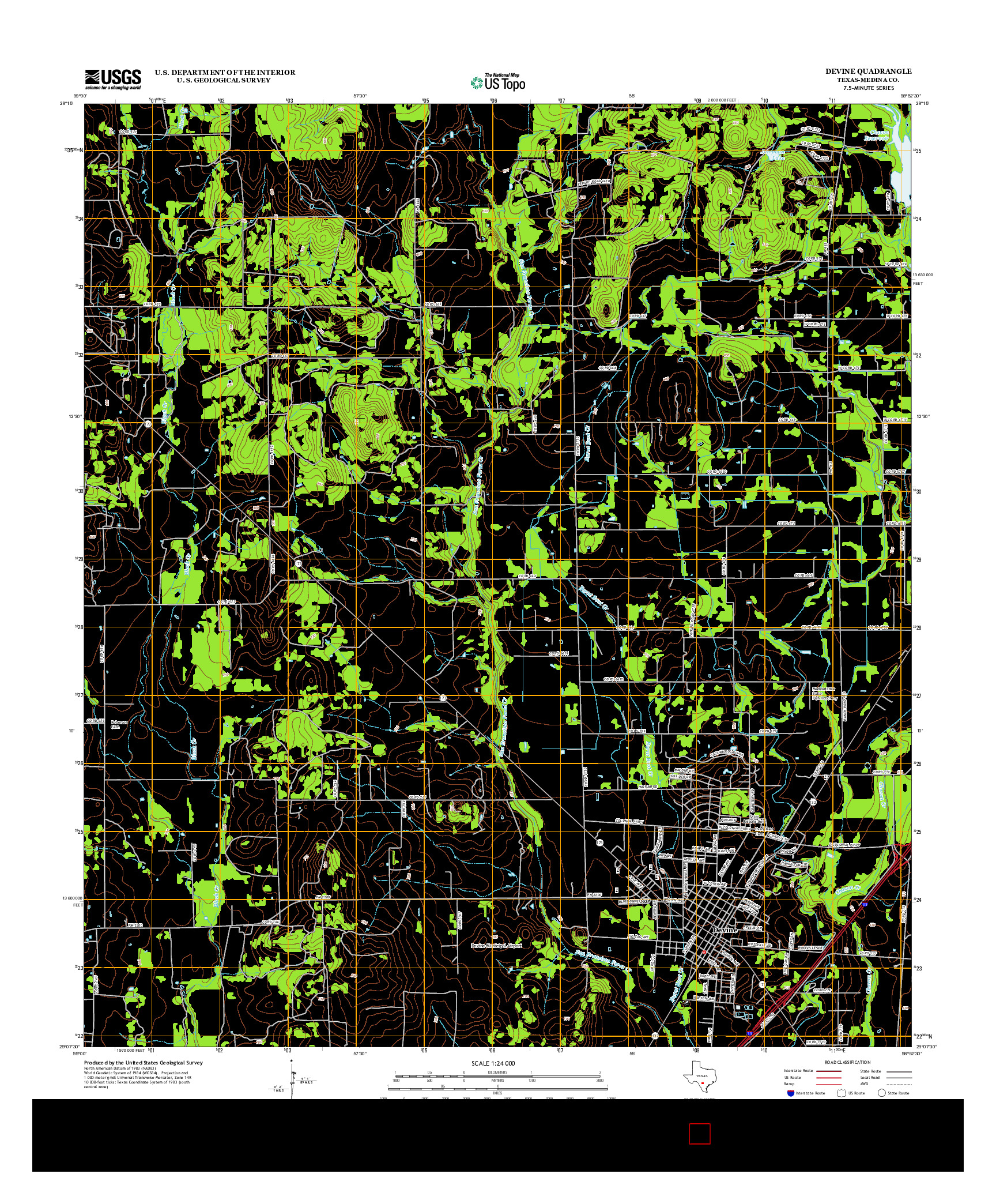 USGS US TOPO 7.5-MINUTE MAP FOR DEVINE, TX 2013