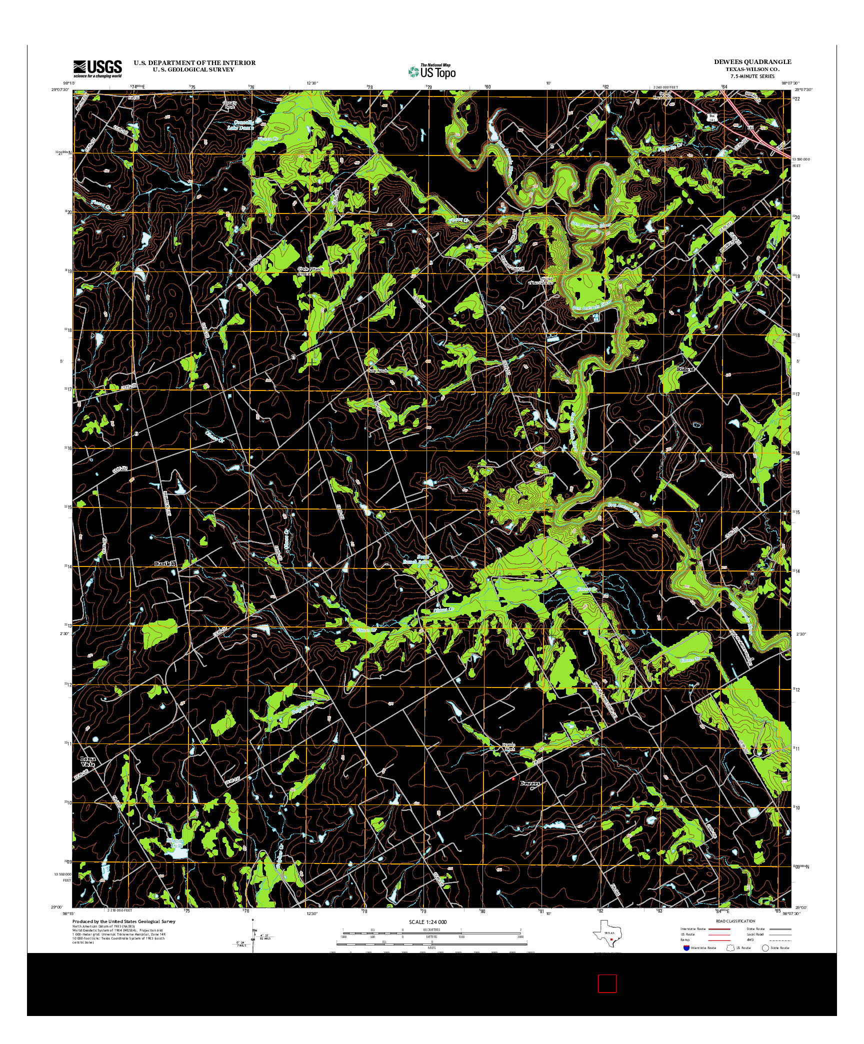 USGS US TOPO 7.5-MINUTE MAP FOR DEWEES, TX 2013