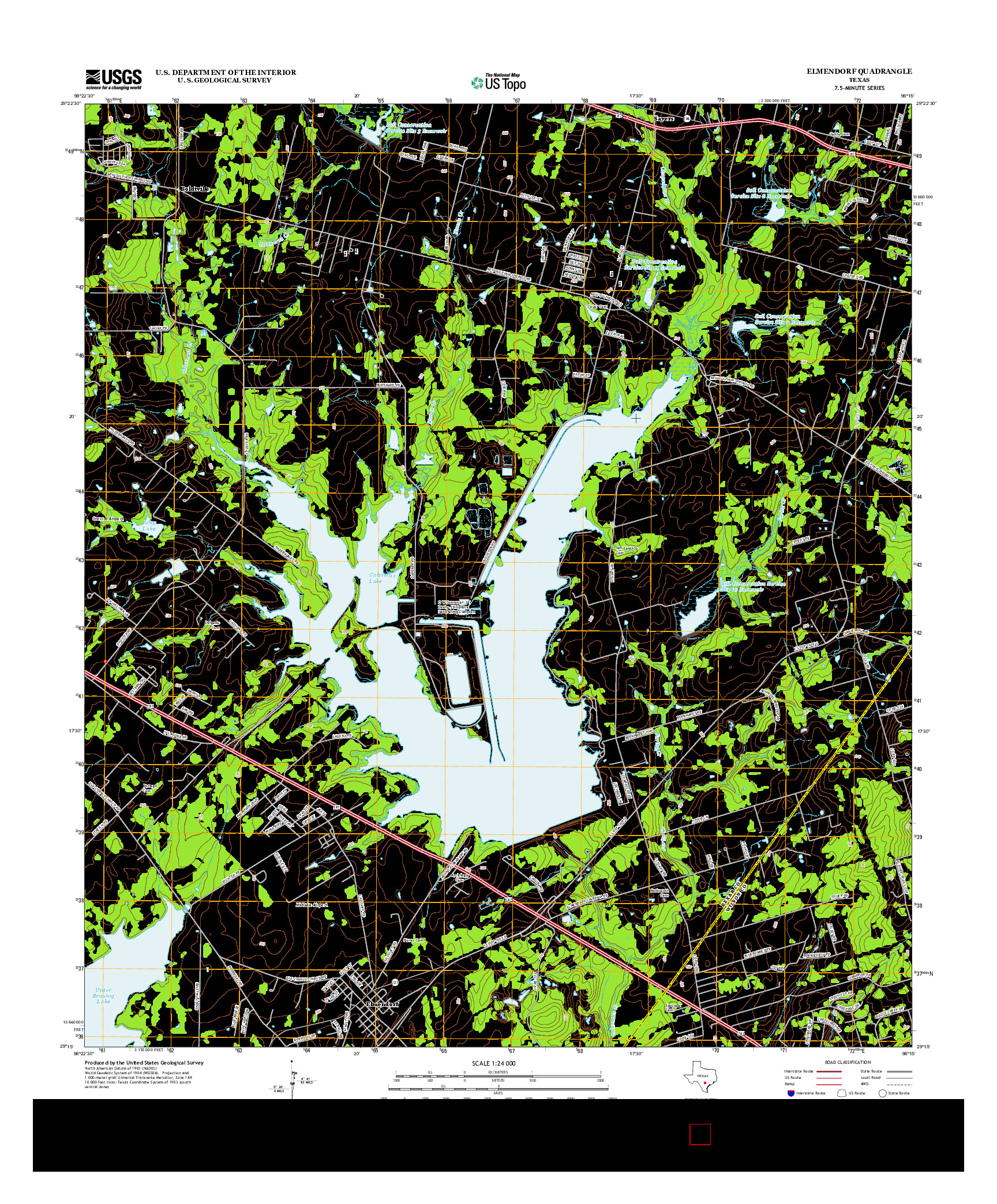 USGS US TOPO 7.5-MINUTE MAP FOR ELMENDORF, TX 2013