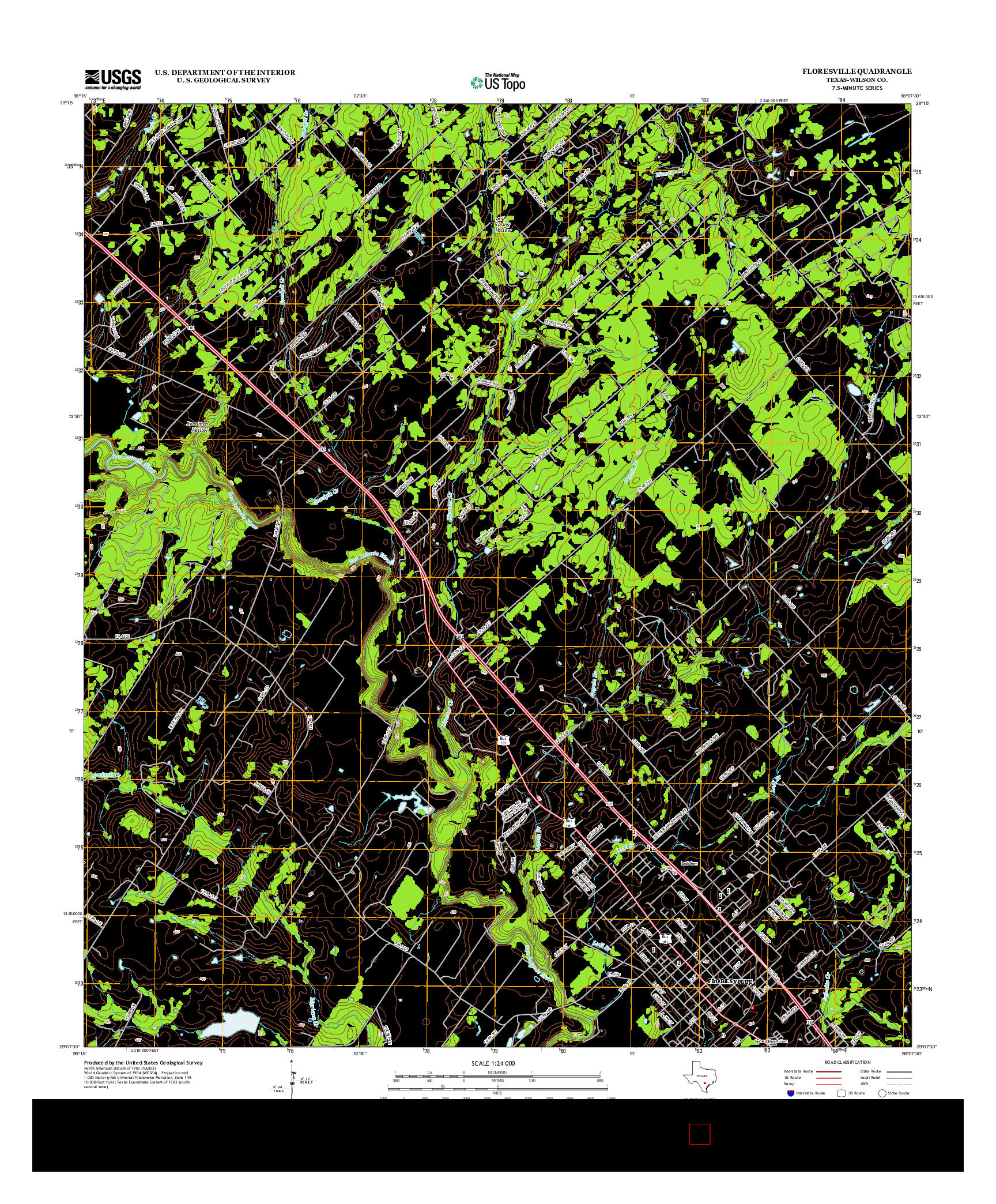 USGS US TOPO 7.5-MINUTE MAP FOR FLORESVILLE, TX 2013