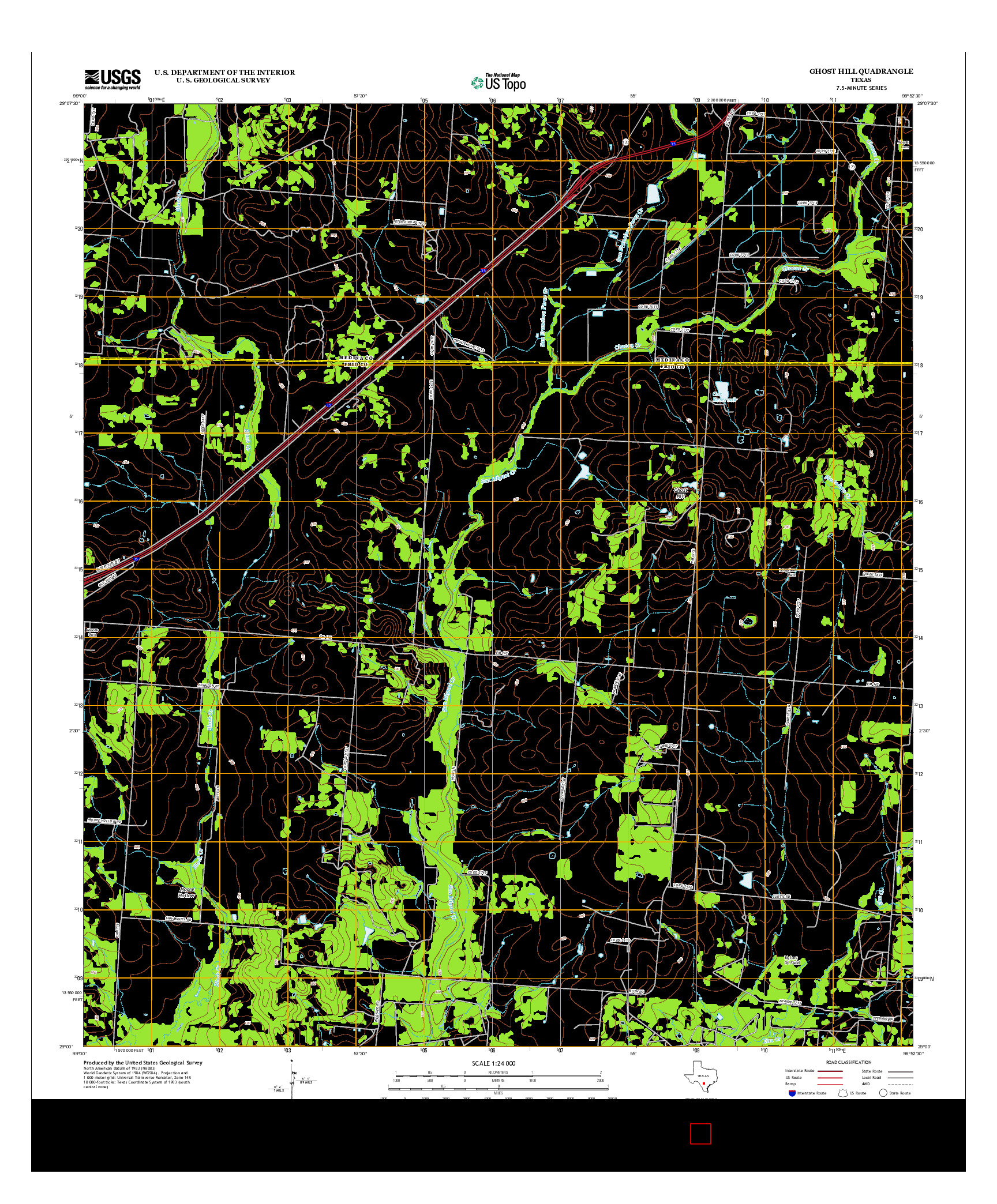 USGS US TOPO 7.5-MINUTE MAP FOR GHOST HILL, TX 2013