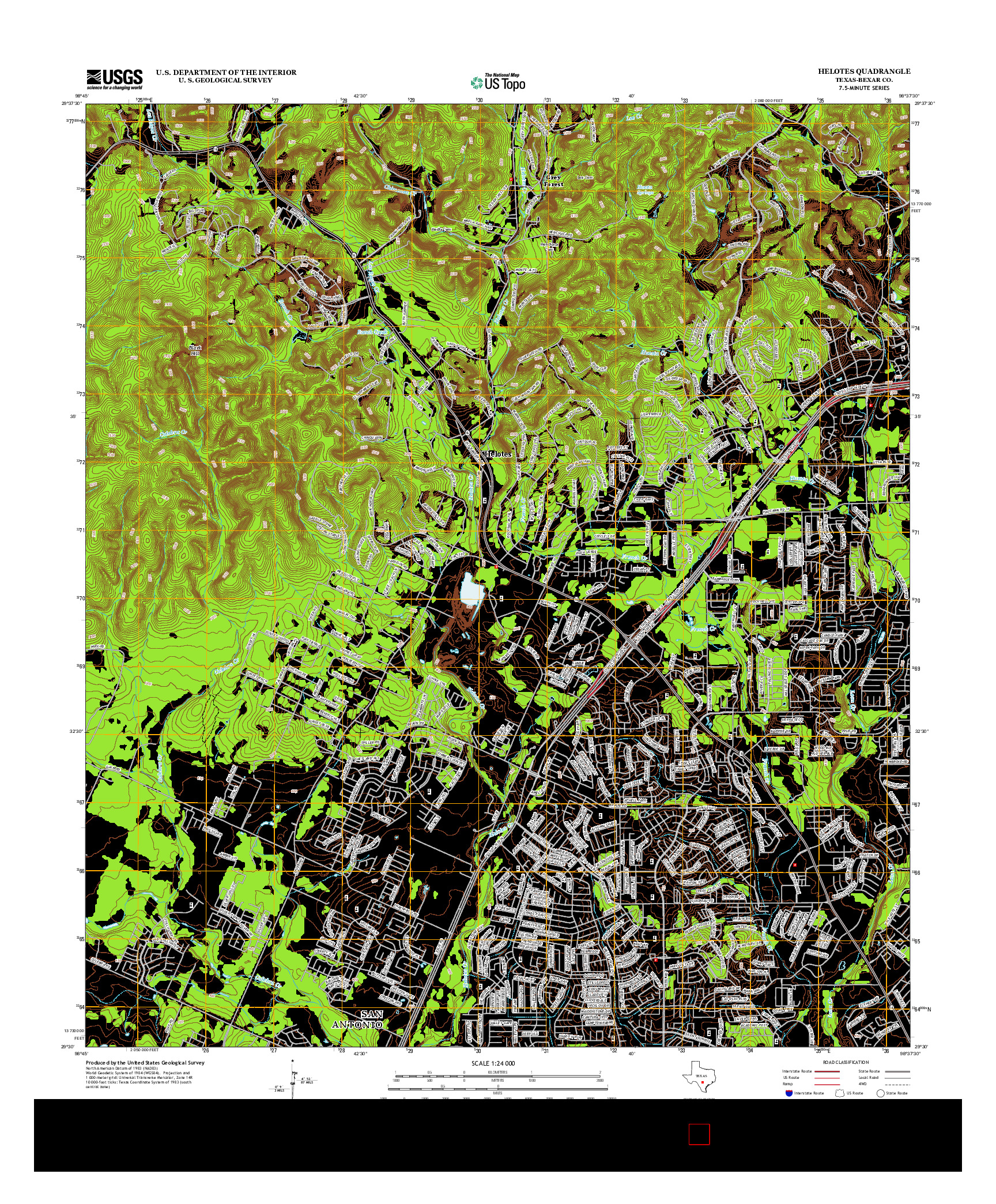 USGS US TOPO 7.5-MINUTE MAP FOR HELOTES, TX 2013
