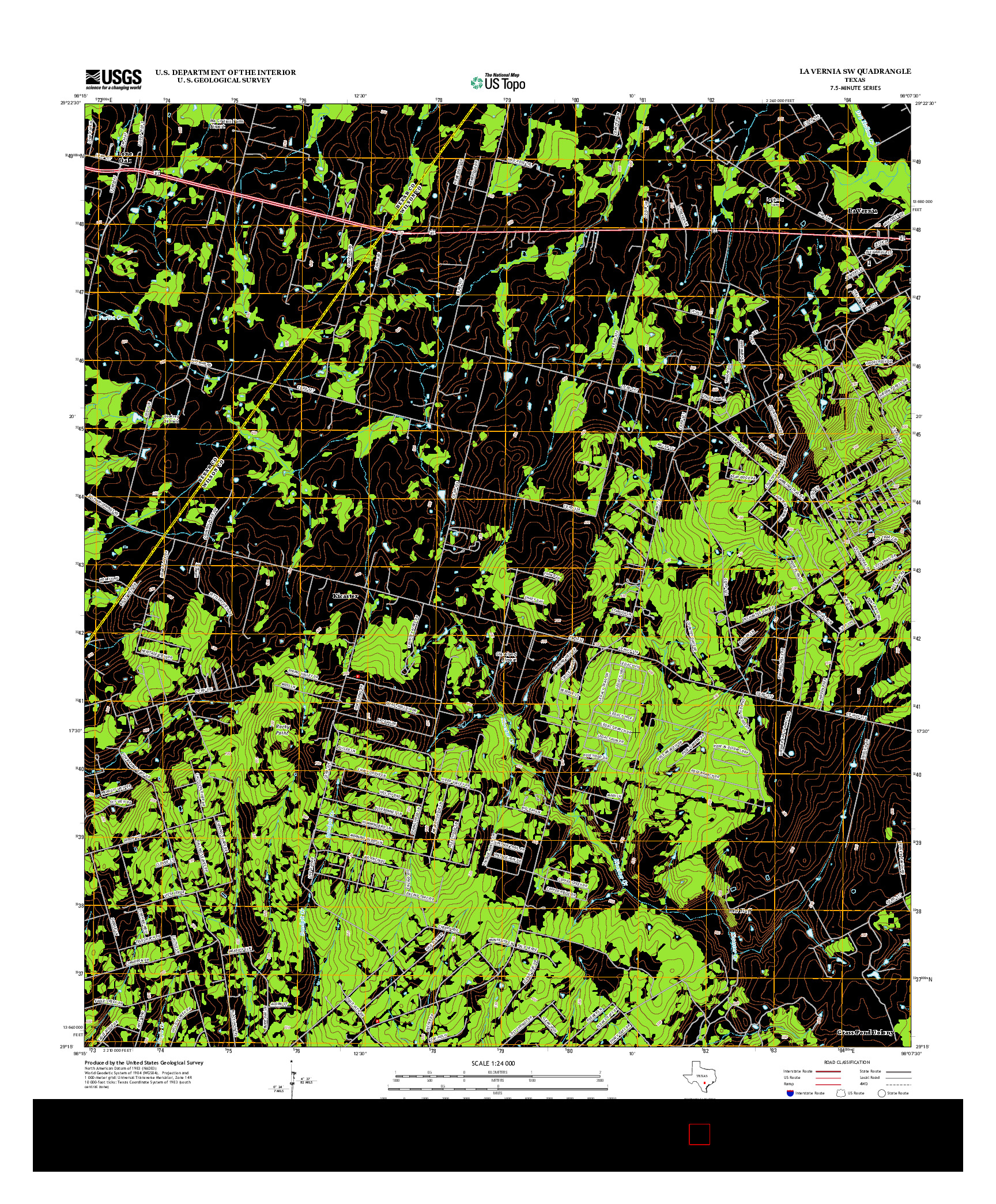 USGS US TOPO 7.5-MINUTE MAP FOR LA VERNIA SW, TX 2013