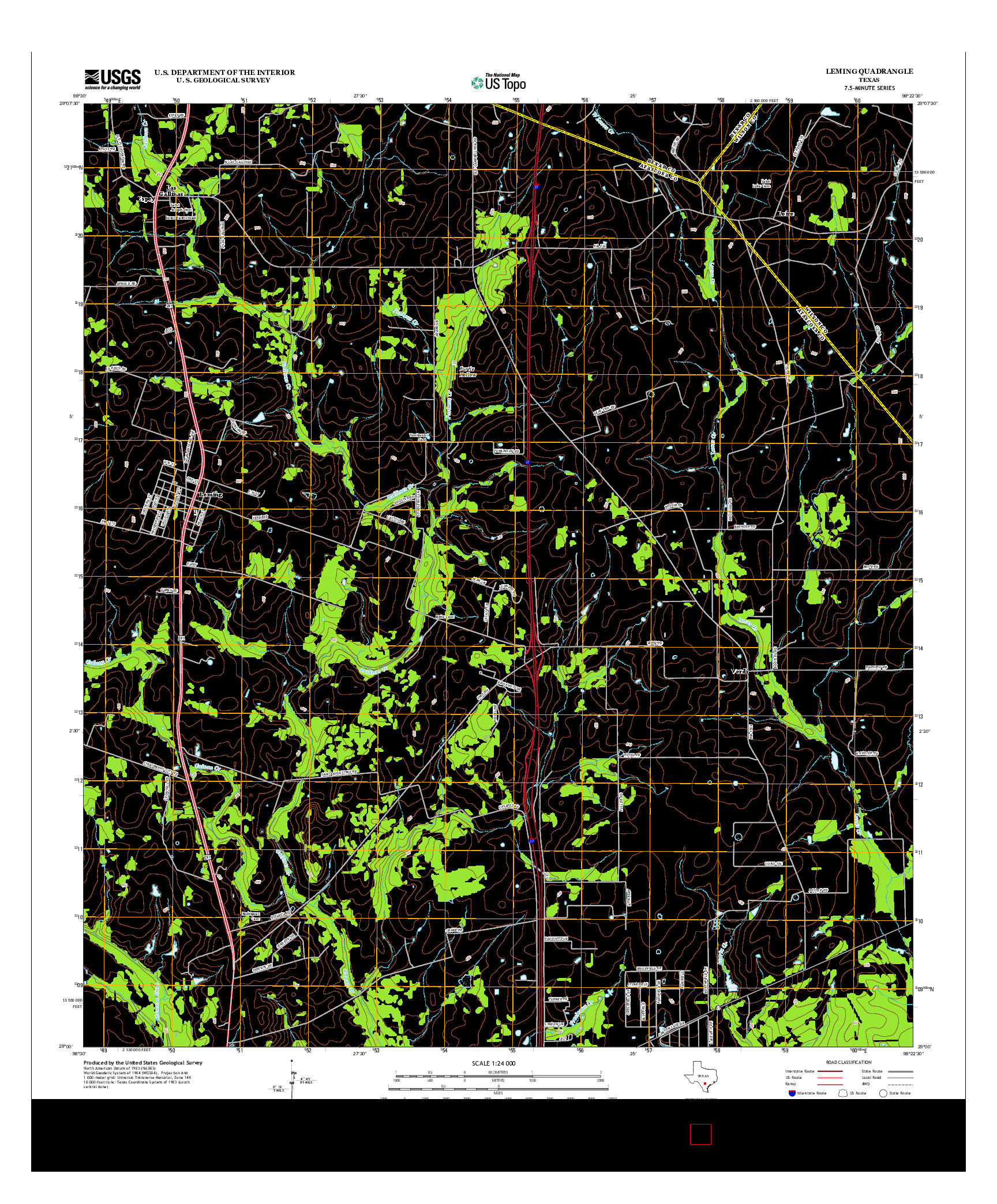 USGS US TOPO 7.5-MINUTE MAP FOR LEMING, TX 2013