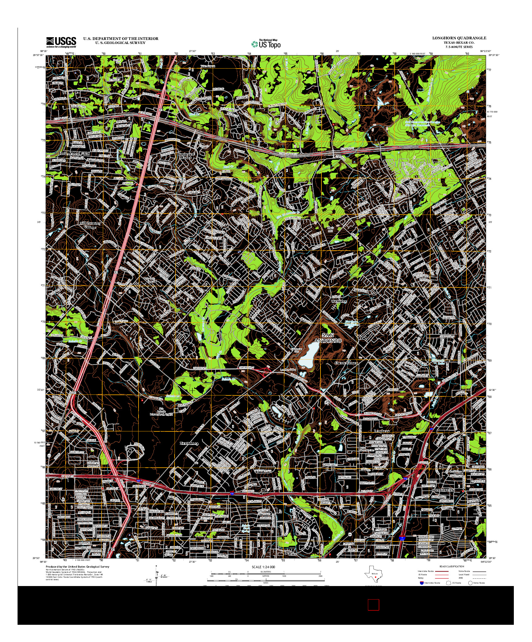 USGS US TOPO 7.5-MINUTE MAP FOR LONGHORN, TX 2013