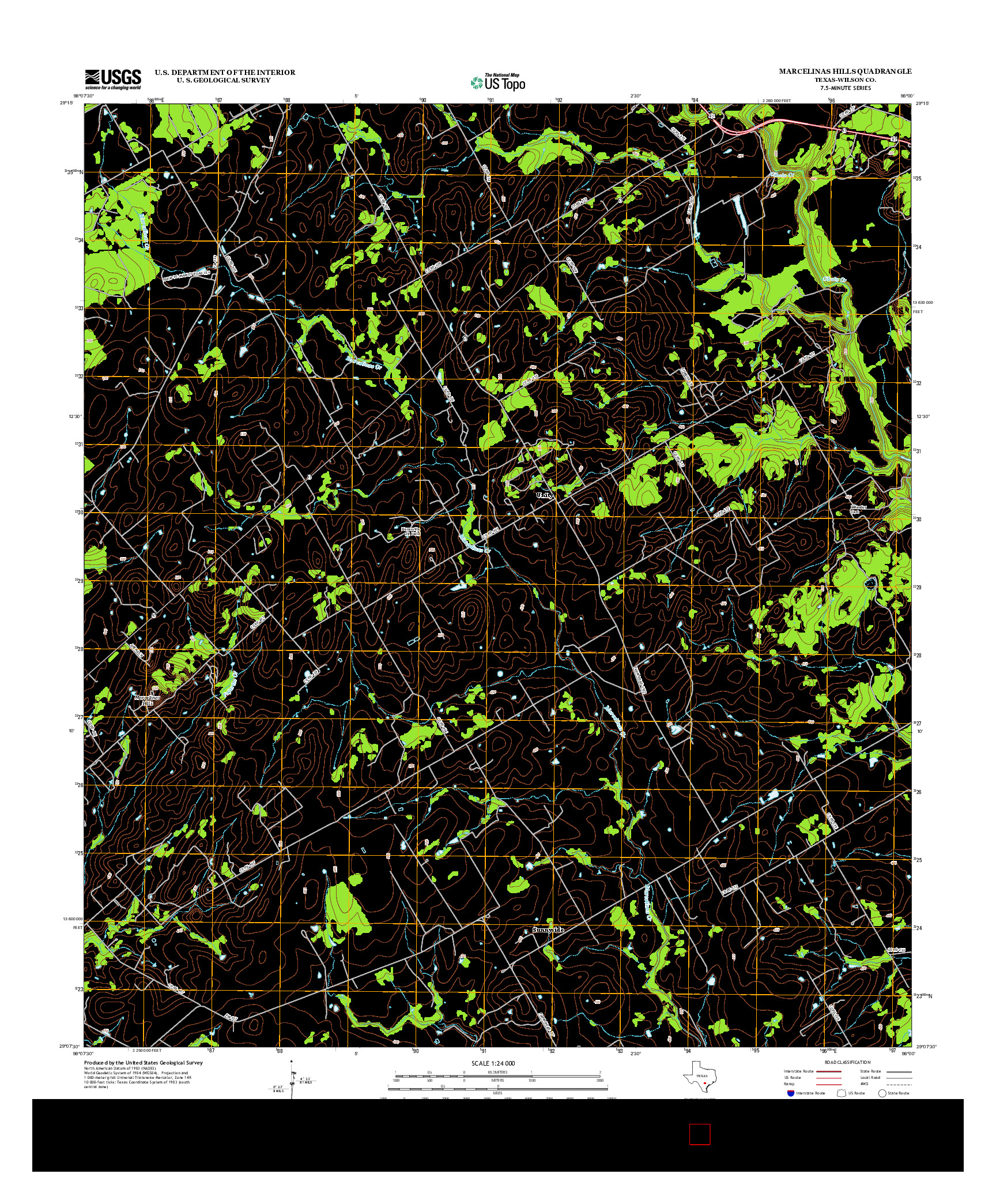 USGS US TOPO 7.5-MINUTE MAP FOR MARCELINAS HILLS, TX 2013